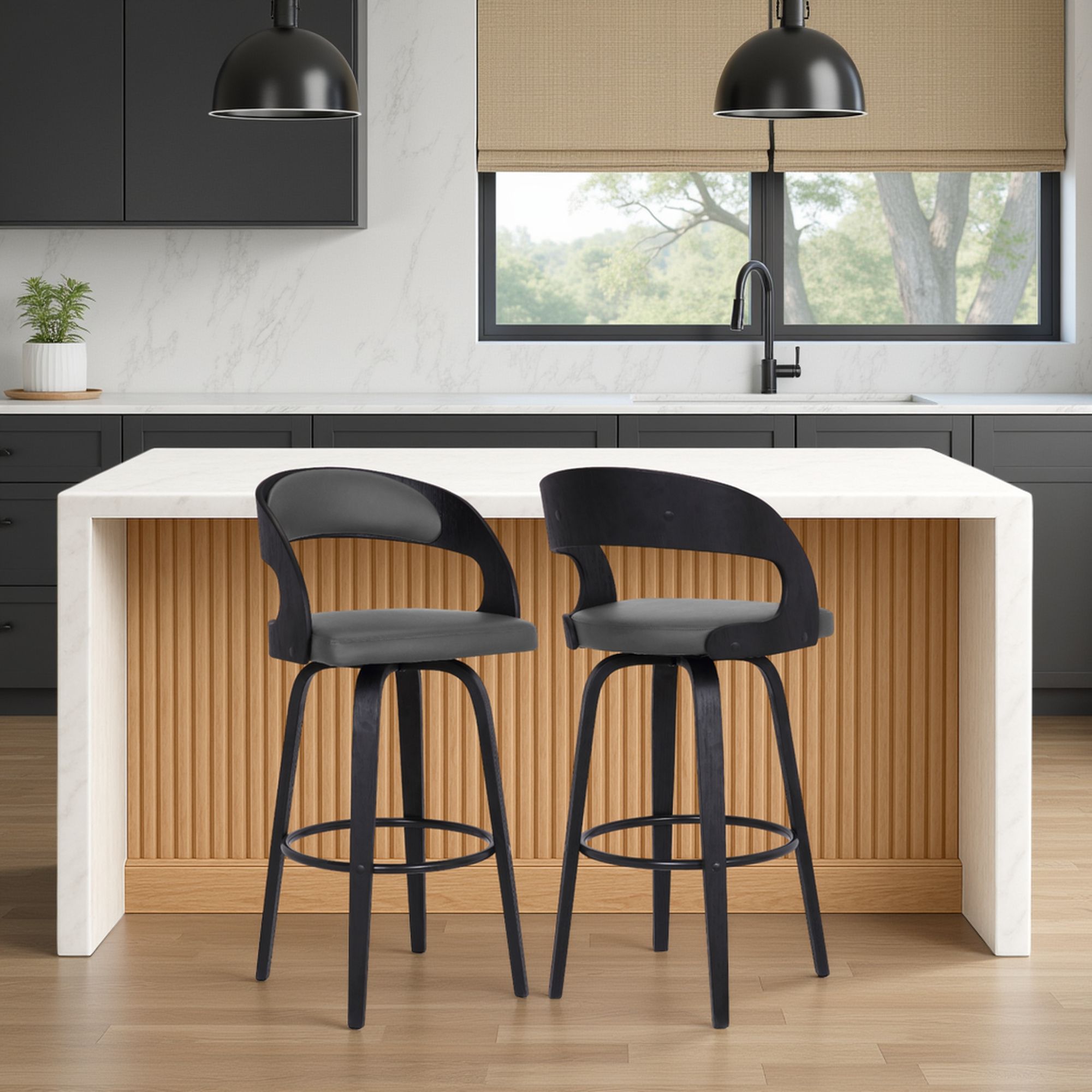 Shelly - 26" Counter Height Swivel Bar Stool With Black Frame