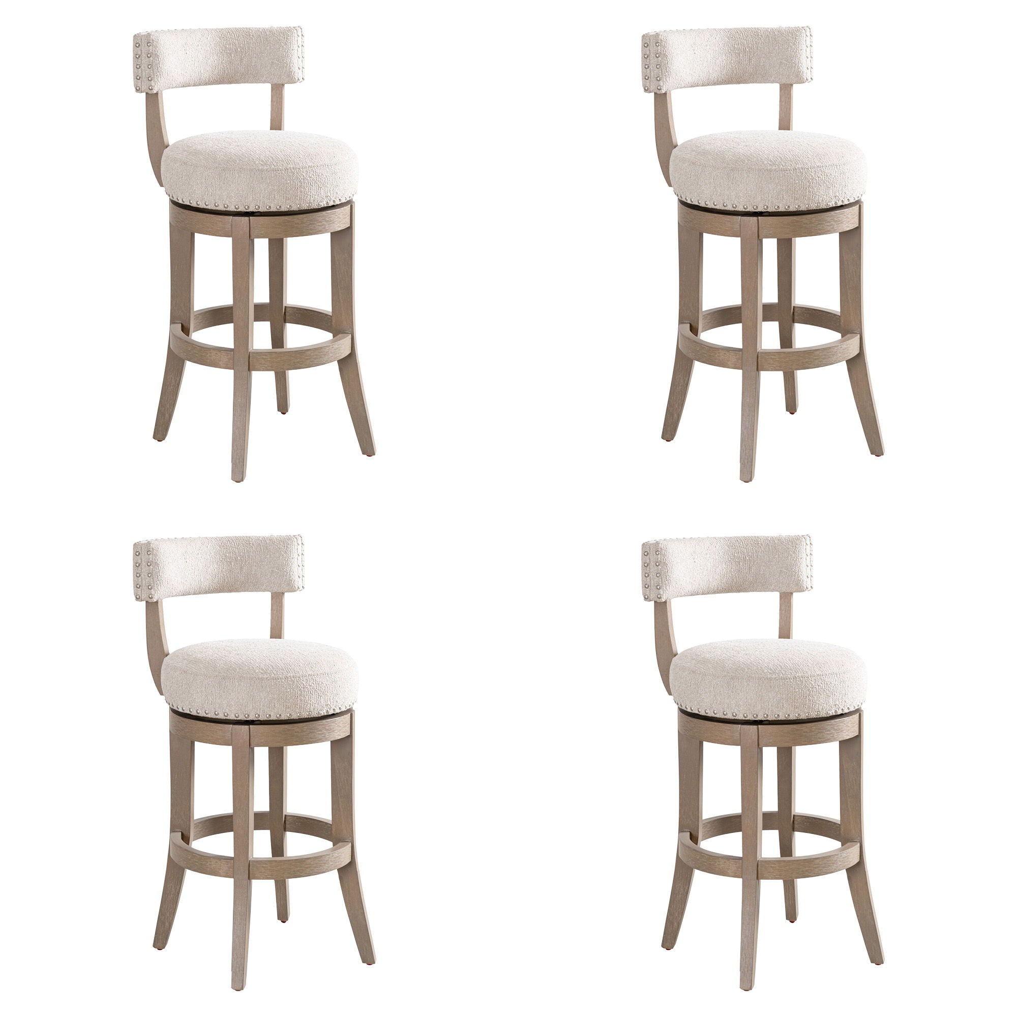 Mystic - Solid Wood Upholstered 30" Bar Height Swivel Barstool