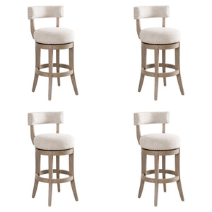 Mystic - Solid Wood Upholstered 30" Bar Height Swivel Barstool