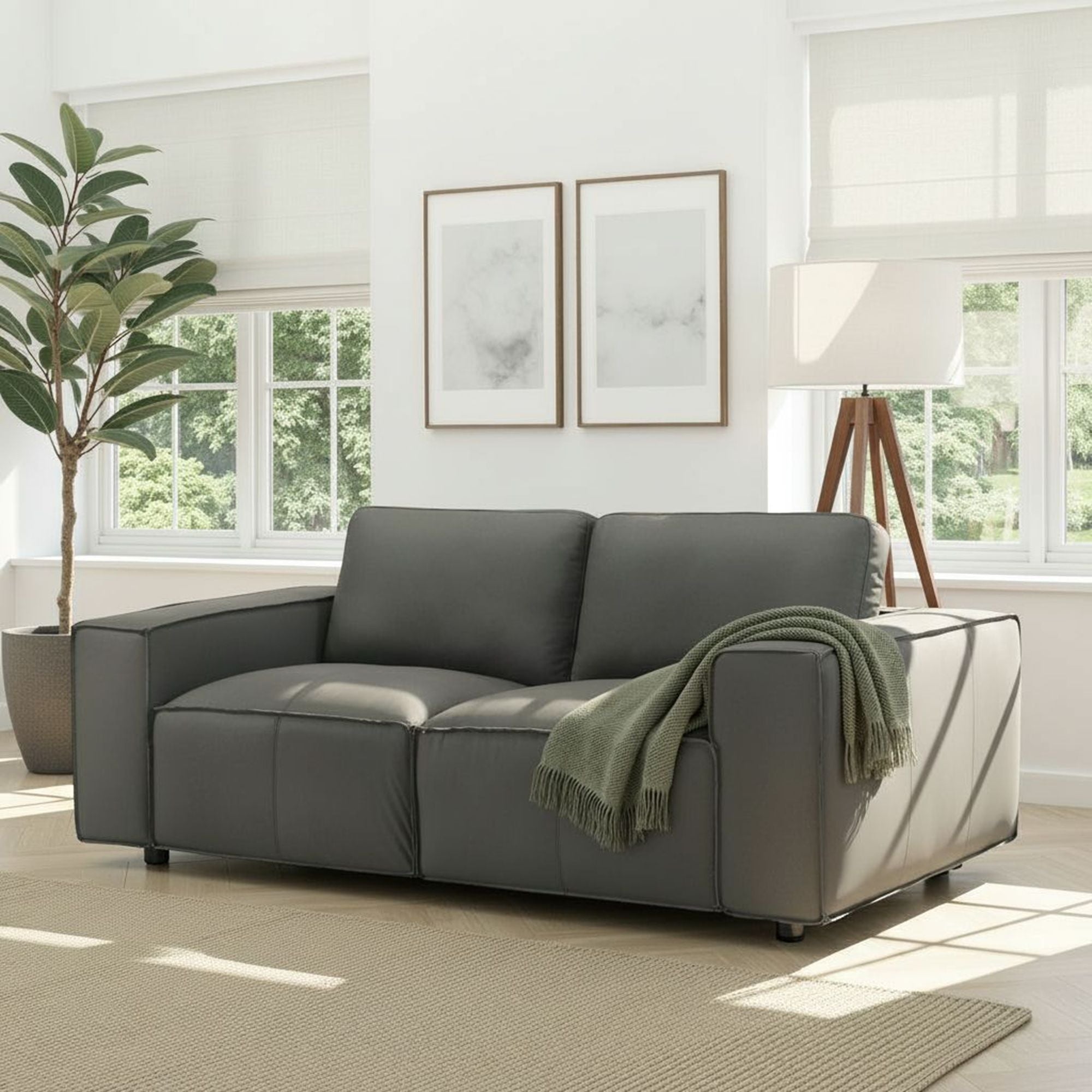 Clayton - Leather Loveseat With Track Arms