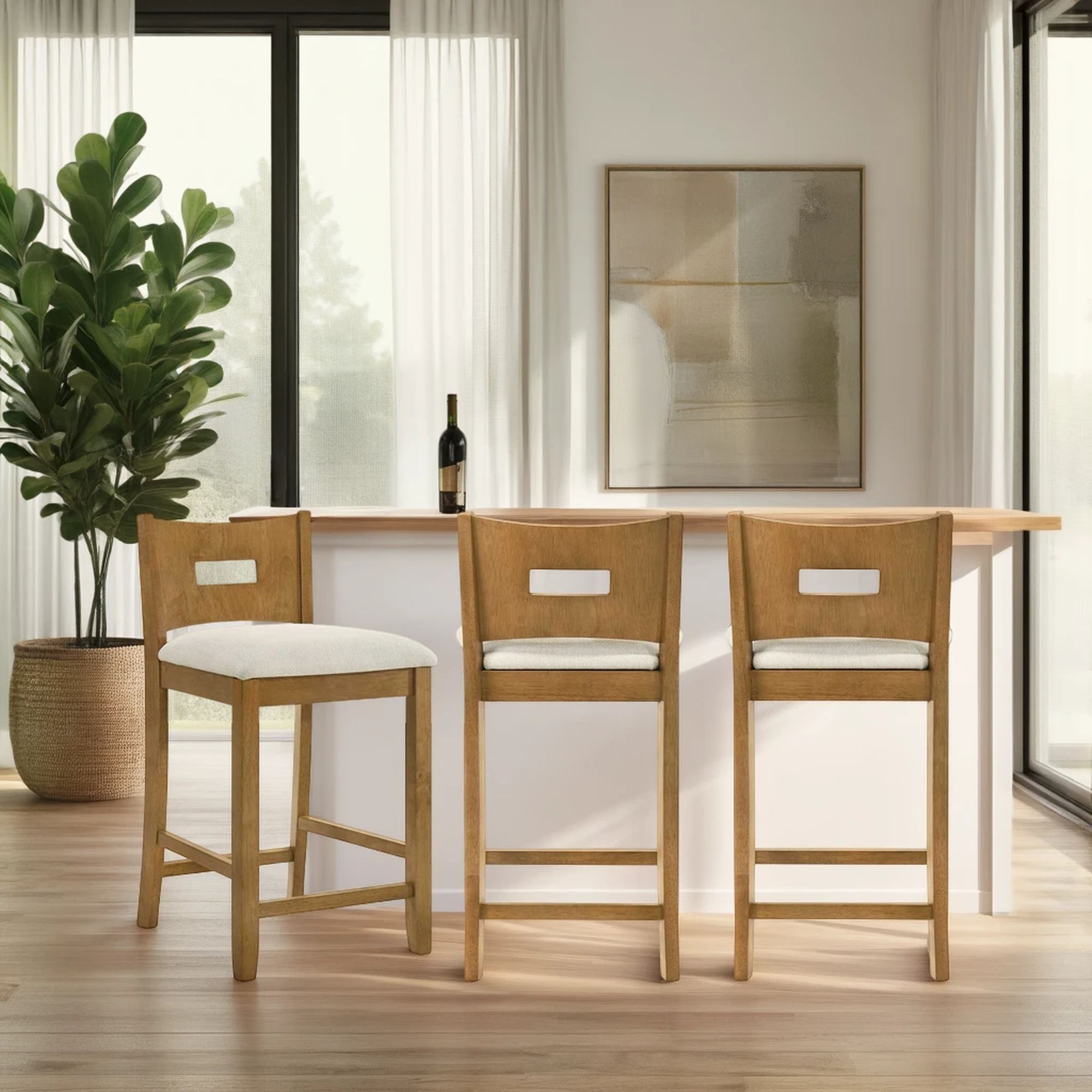 Ren - 30" Bar Height Rubberwood Barstool