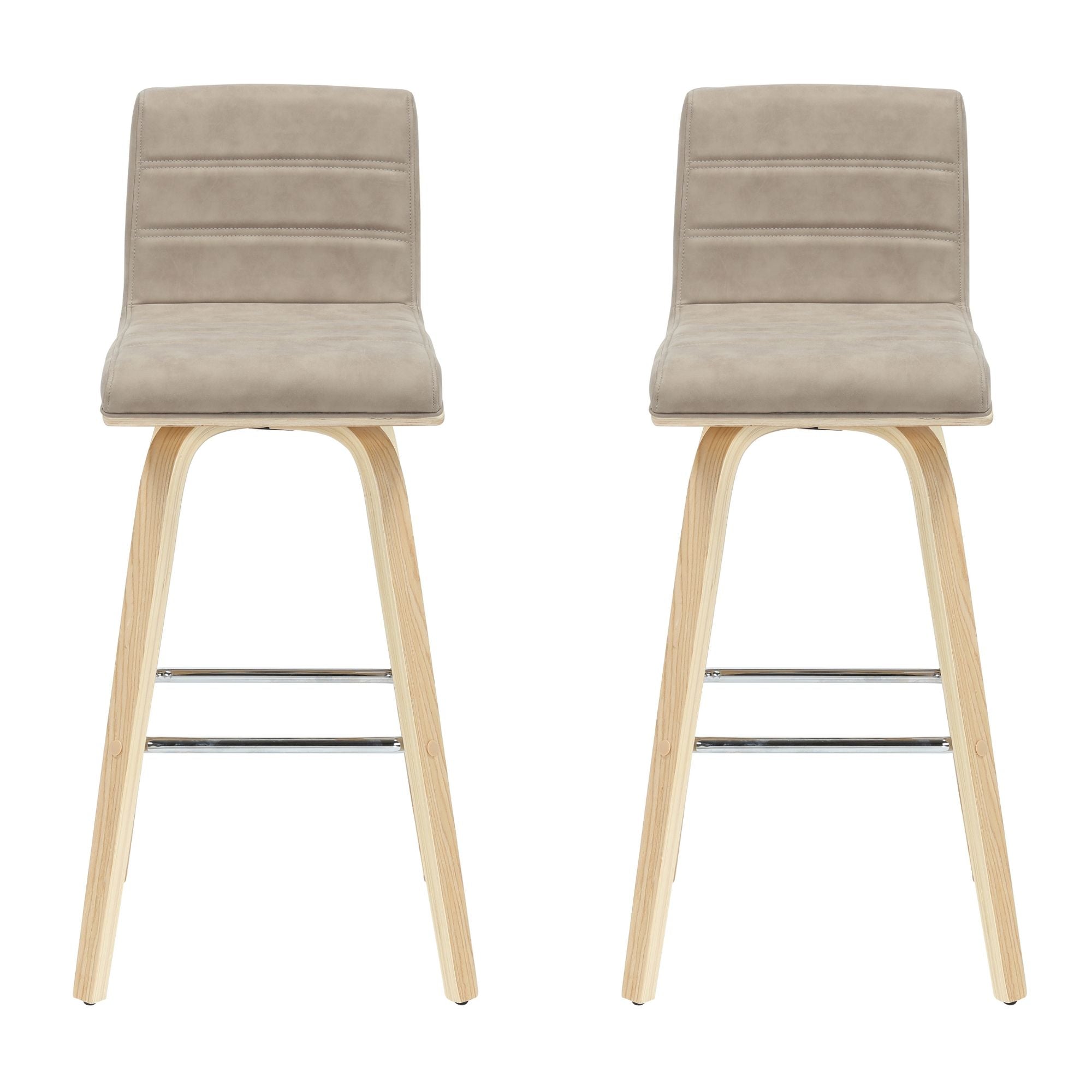 Vienna - 39.5" Swivel Bar Height Square Back Wood Bar Stool With Faux Leather Seat