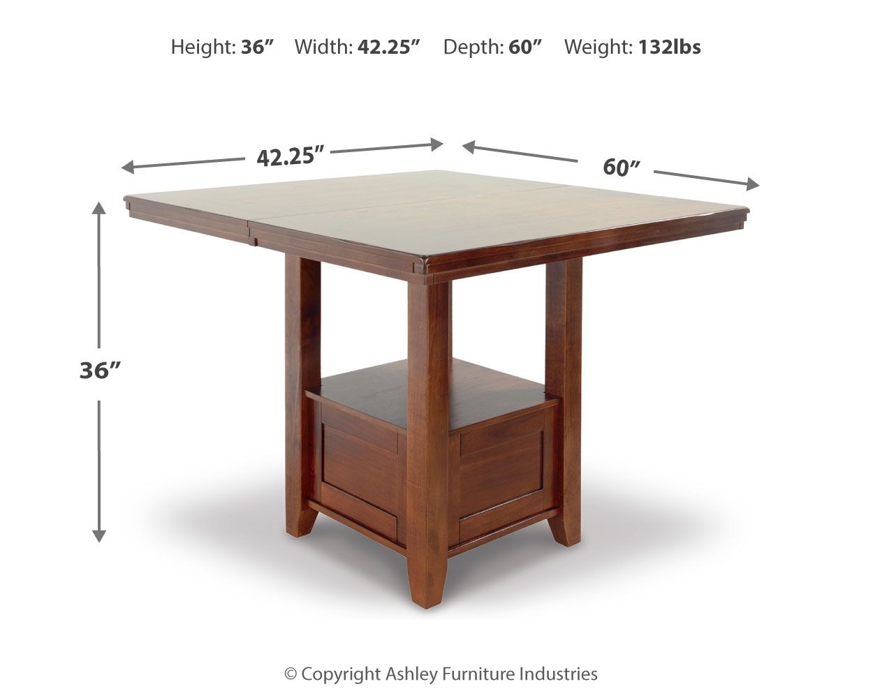 Ralene - Rectangular Dining Room Counter Extension Table - Medium Brown