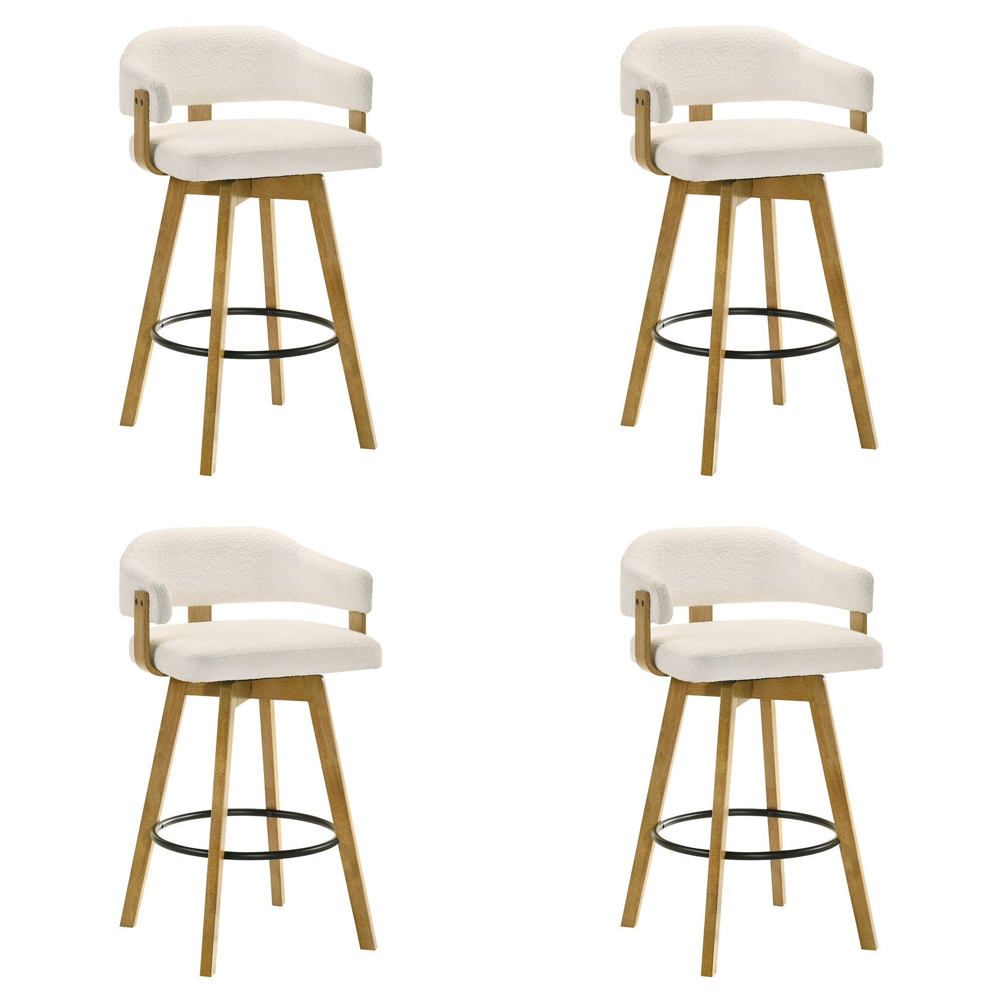 Callah - Contemporary Natural Wood Bar Height Kitchen Bar Stool