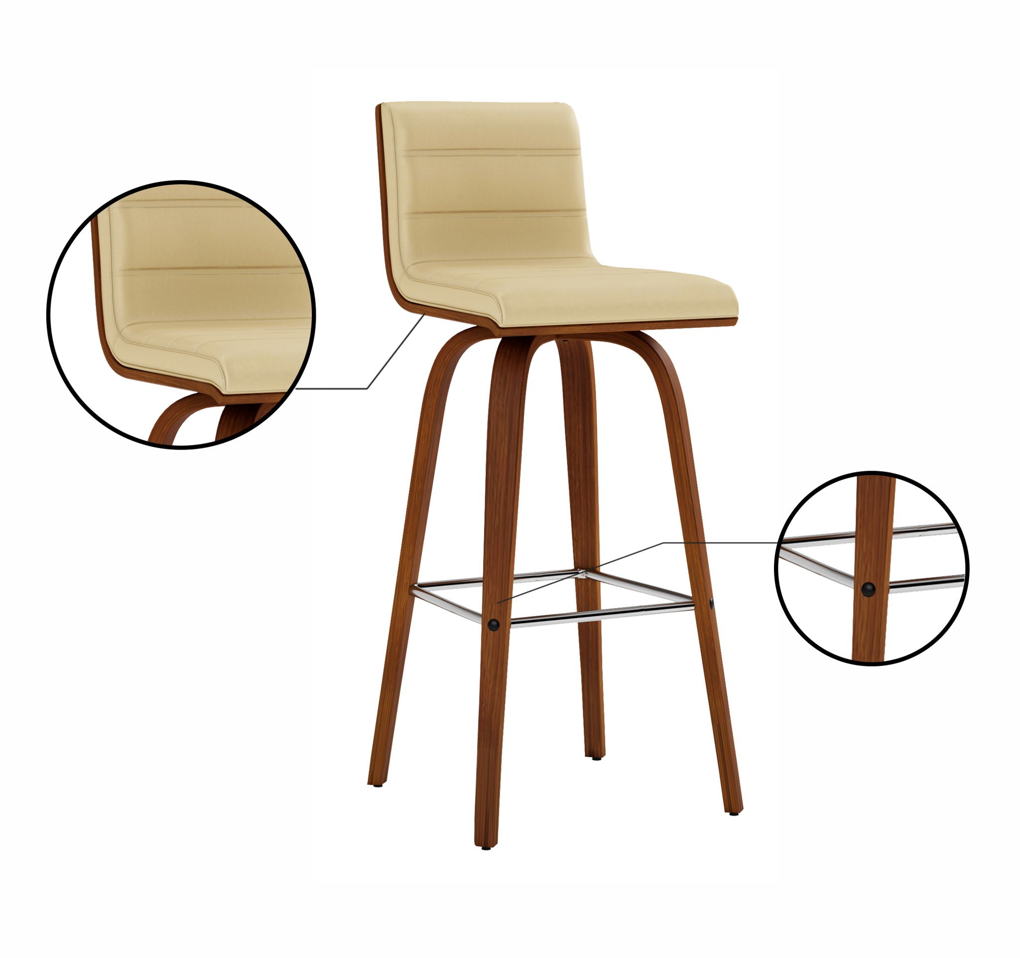 Vienna - 30" Swivel Bar Stool - Walnut Wood