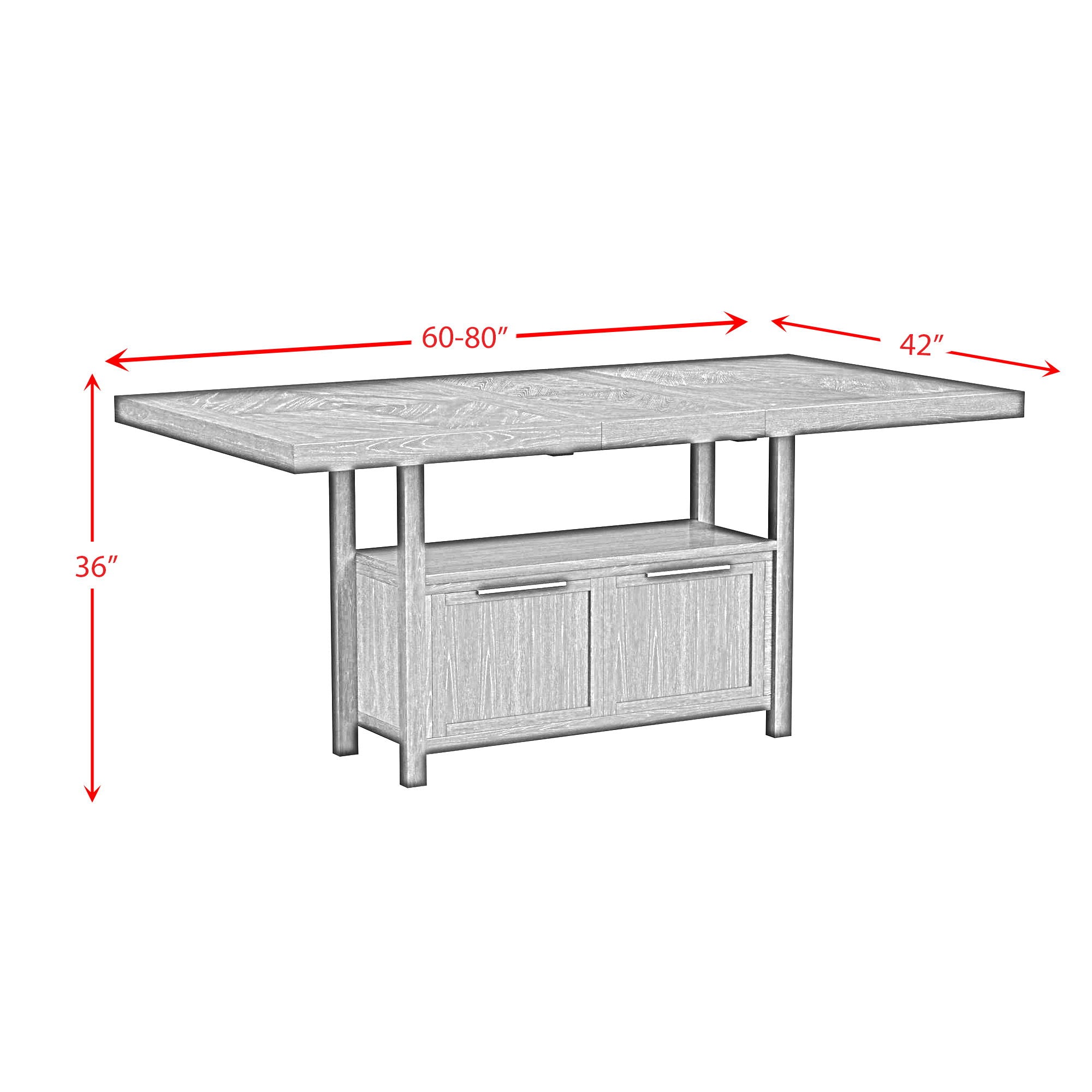 Transcend - Counter Table With Leaf - Charcoal
