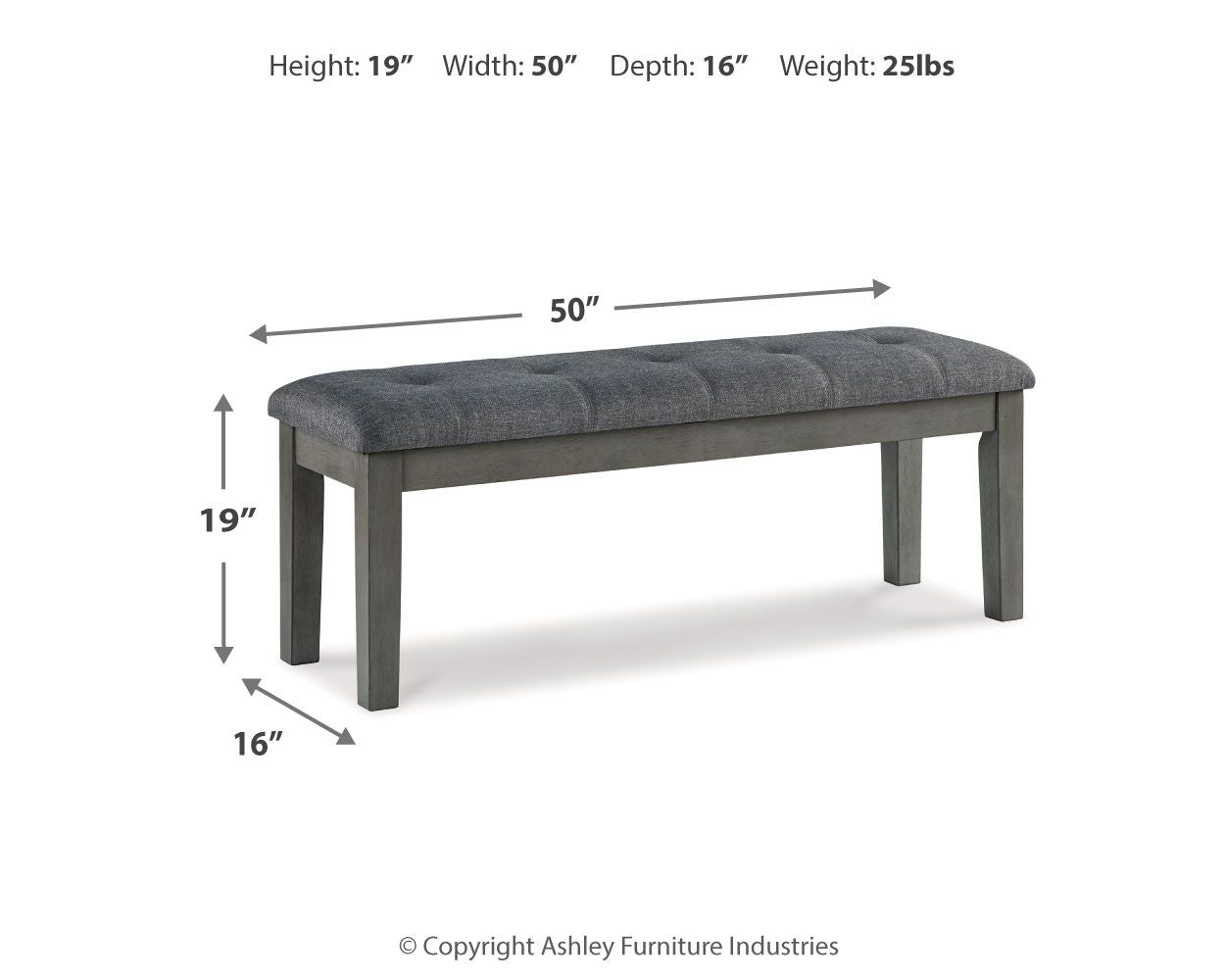 Hallanden - Large UPH Dining Room Bench - Black / Gray