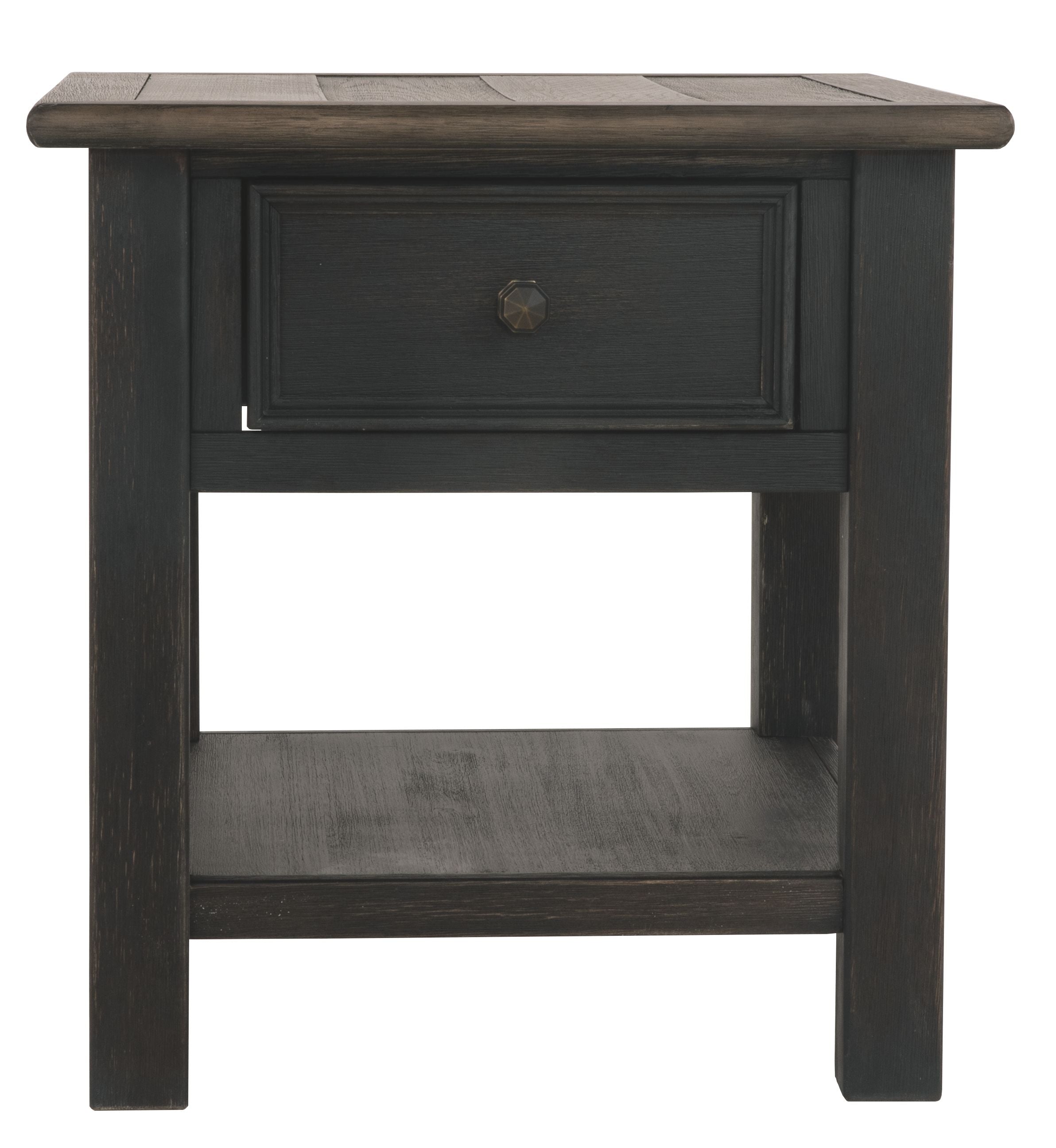 Tyler Creek - Rectangular End Table - Grayish Brown / Black