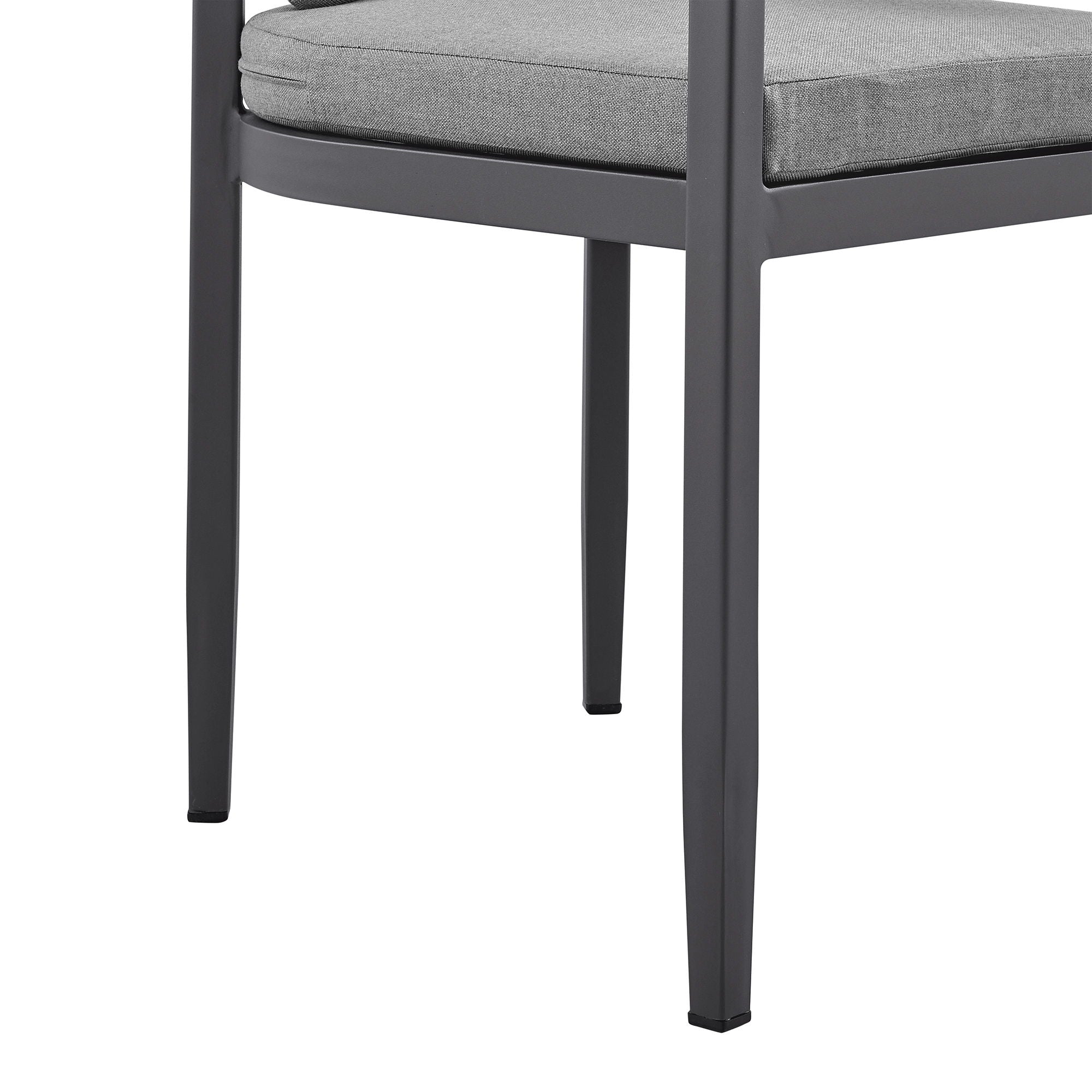 Menorca - Outdoor Patio Dining Chairs In Aluminum With Gray Cushions - (Set Of 2)