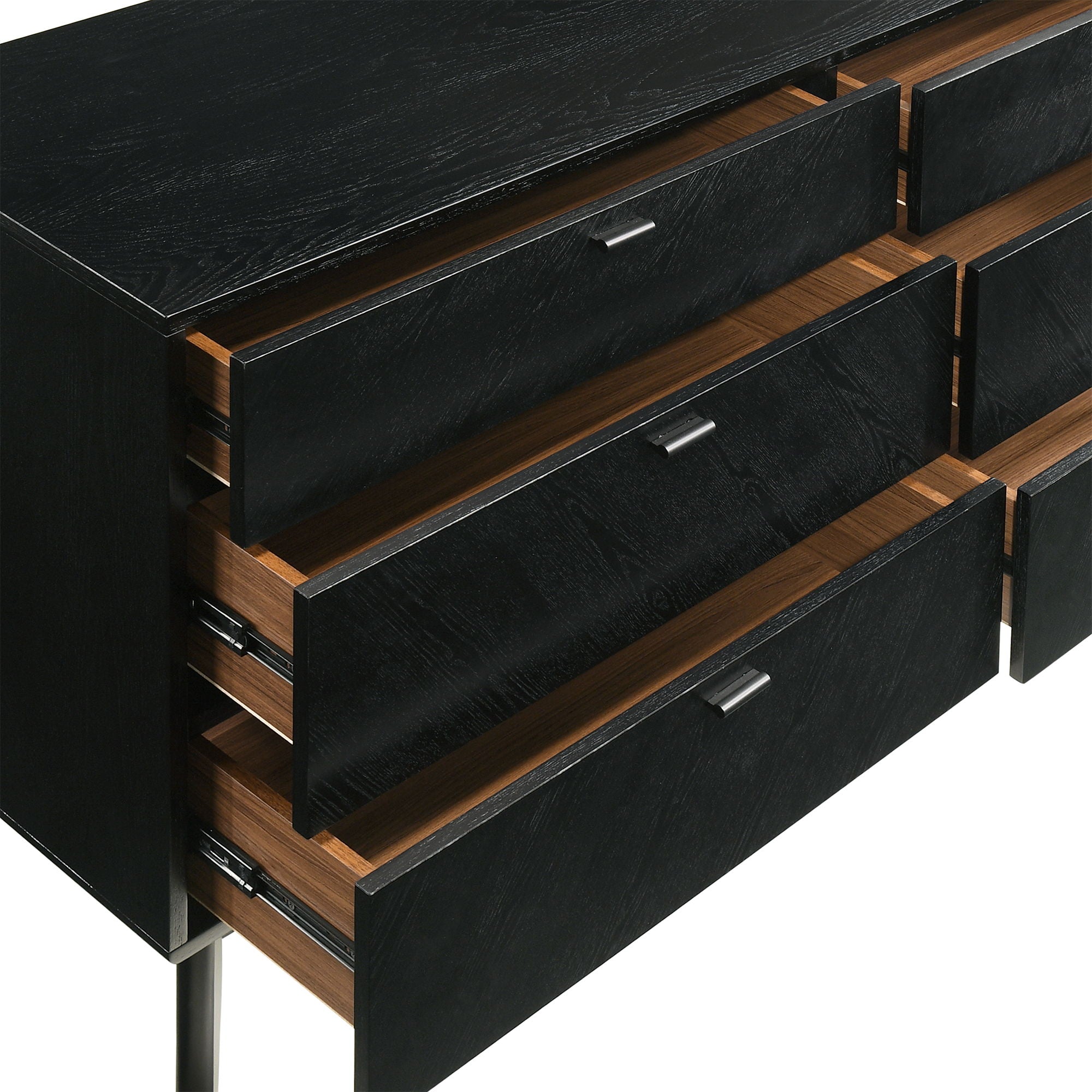 Petra - 6 Drawer Wood Dresser - Black
