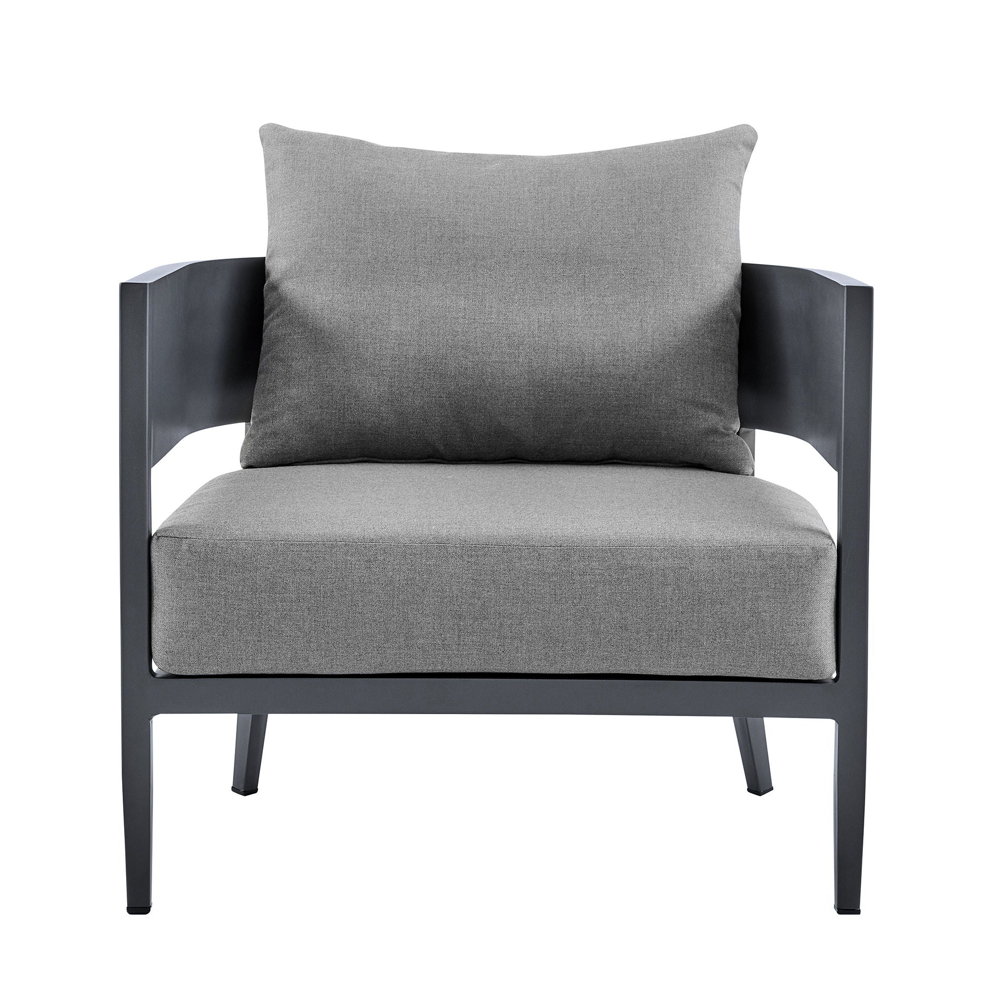 Argiope - 4 Piece Outdoor Aluminum & Fabric Outdoor Conversation Set - Dark Gray
