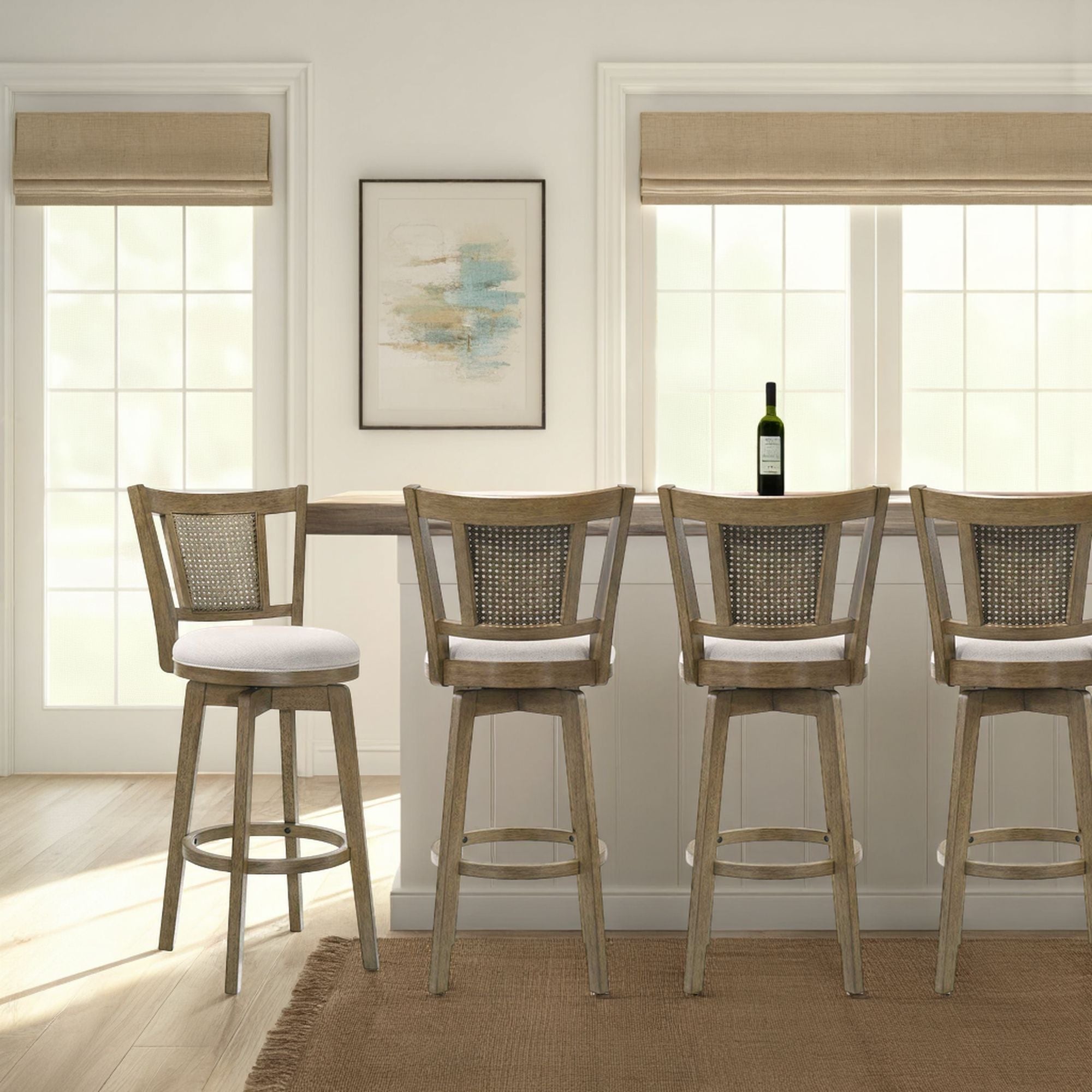 Isla - 30" Putty Brown Bar Height Rubberwood Swivel Barstool