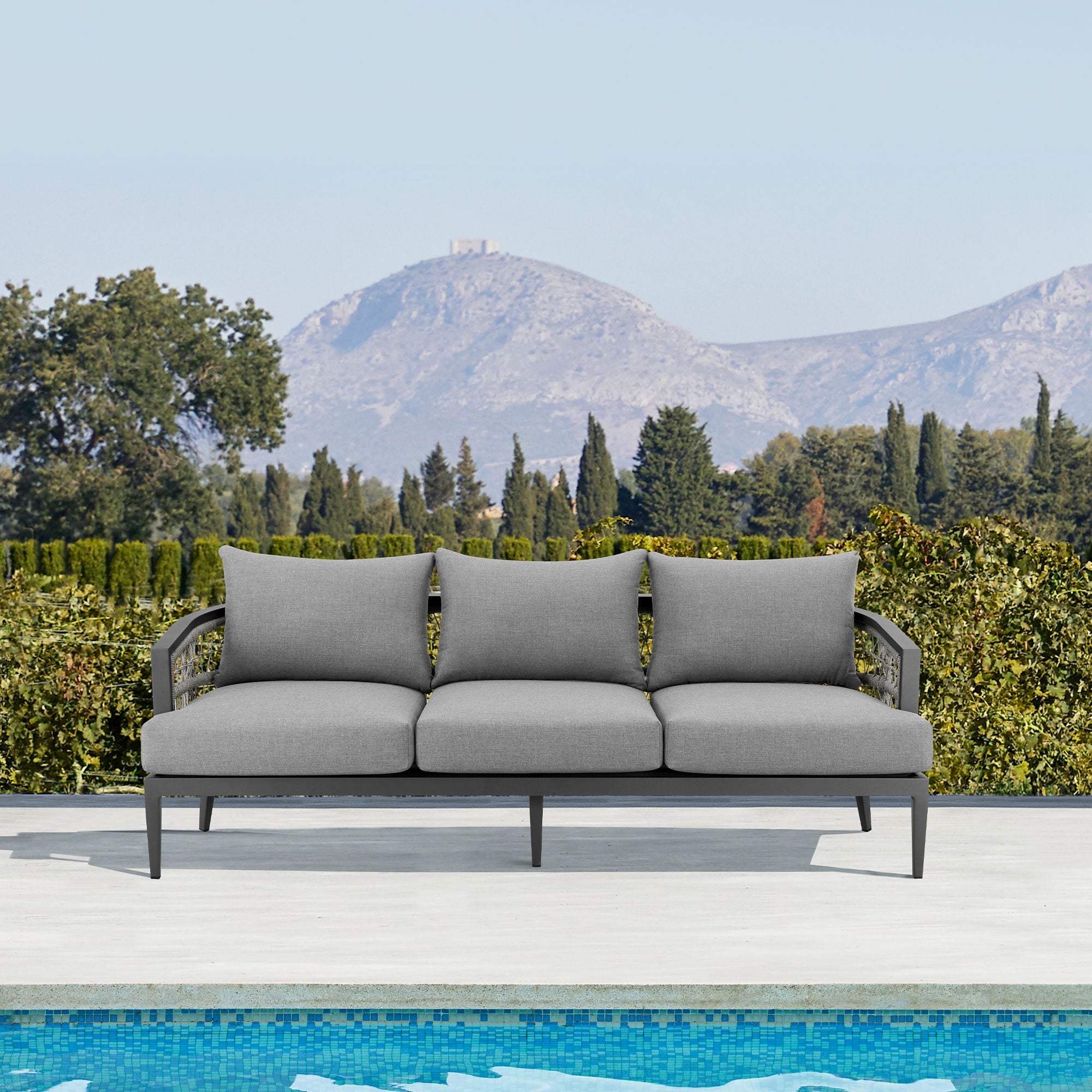 Zella - Outdoor Patio Sofa - Light Gray / Earl Gray