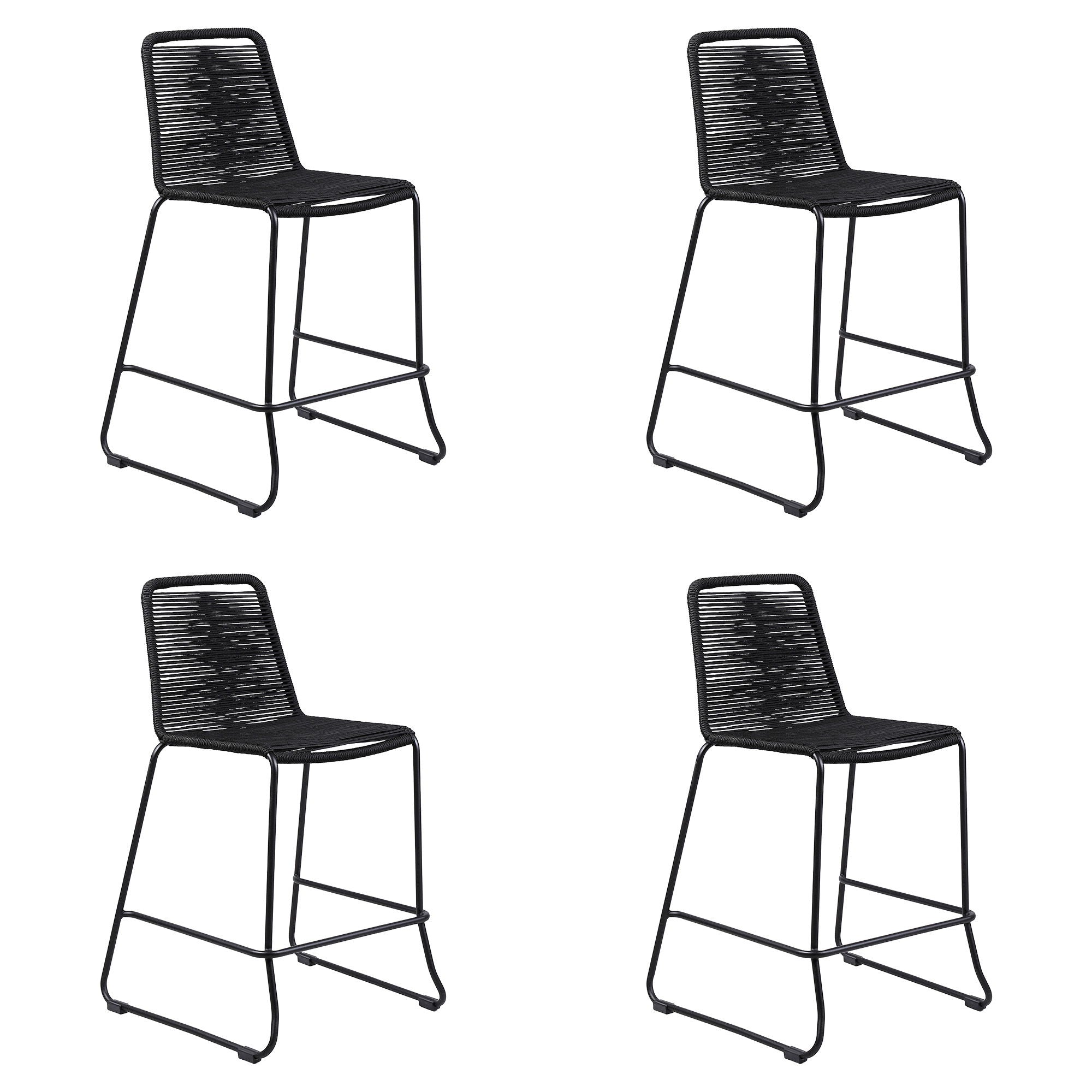 Shasta - 26" Outdoor Metal And Rope Stackable Barstool