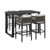 Alegria - Outdoor Patio 5 Piece Bar Table Set With Cushions - Gray