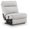 Social Pointe - Power Armless Recler With Adjustable Headrest - Pearl / Ash