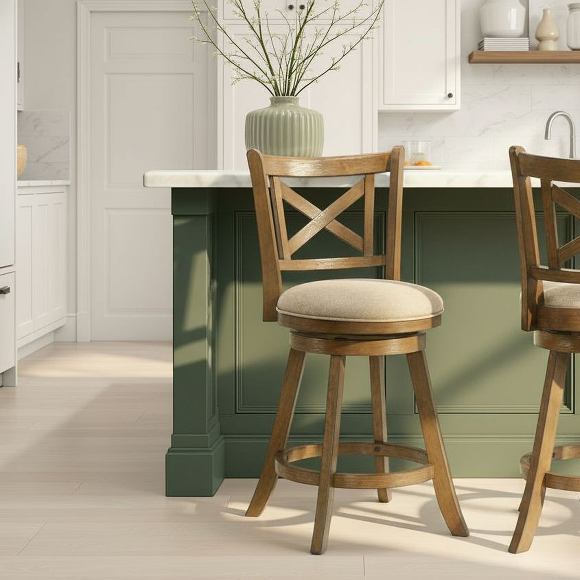 Kodi - Modern Farmhouse Swivel Wood Counter Height Kitchen Bar Stool
