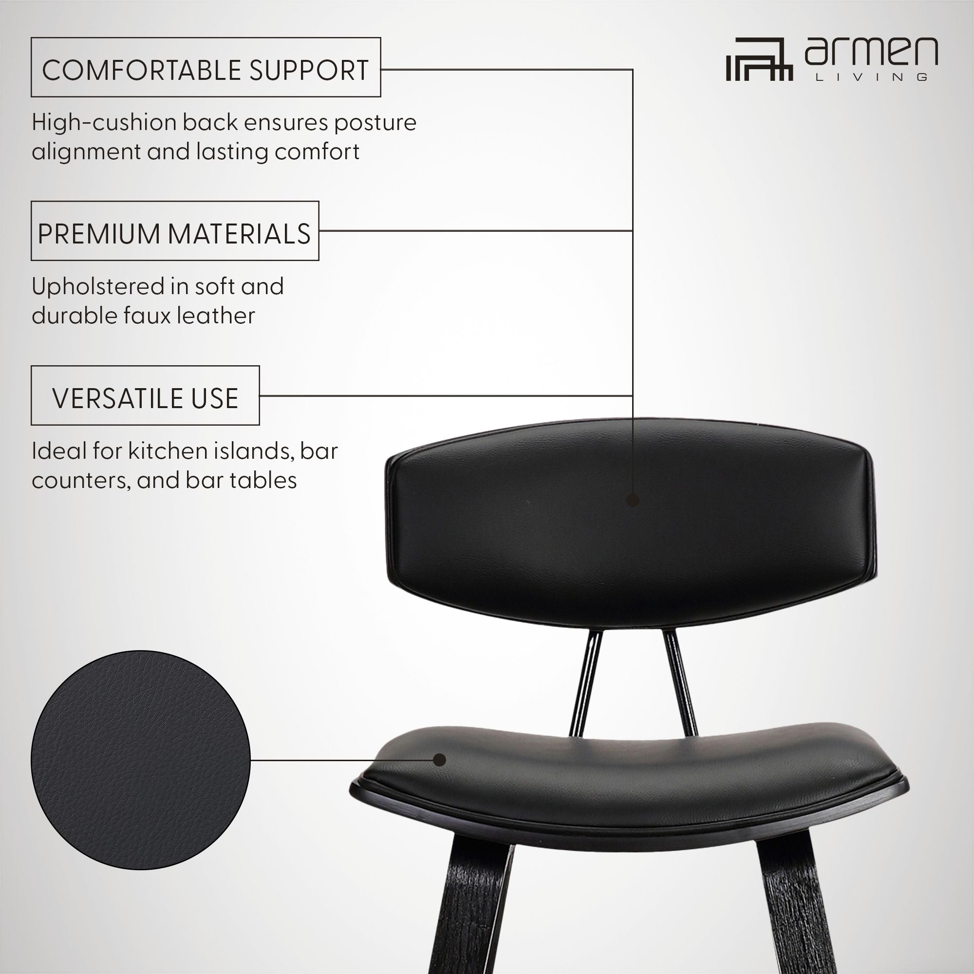 Fox - Mid-Century Modern Bar Stool