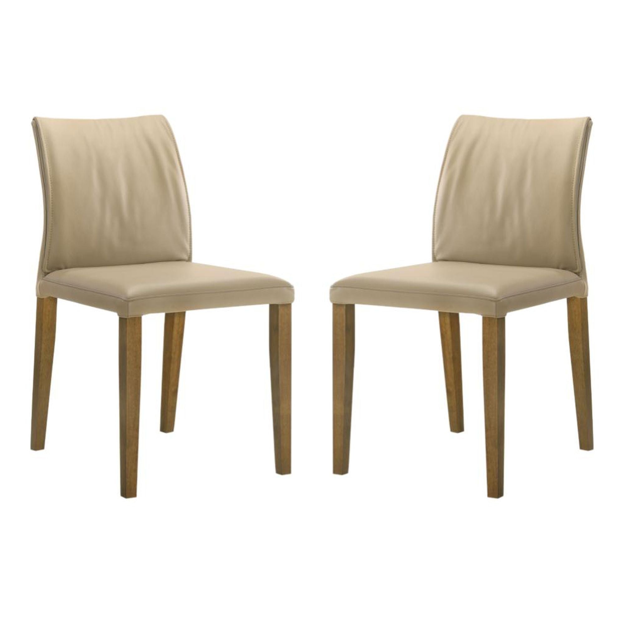 Velena - Full Back Top Grain Leather Upholstered Wood Dining Chairs (Set of 2) - Khaki