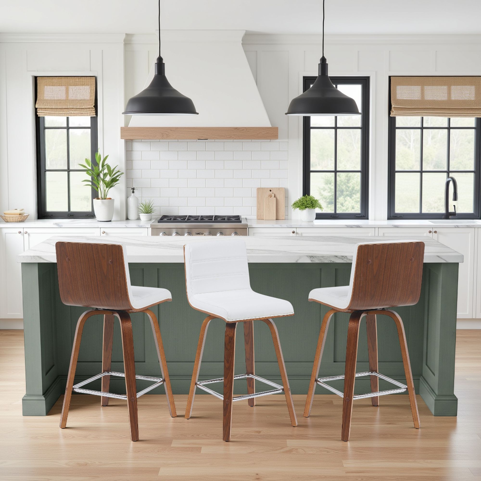 Vienna - Modern Counter Height Swivel Bar Stool - Walnut Finished Wood Frame