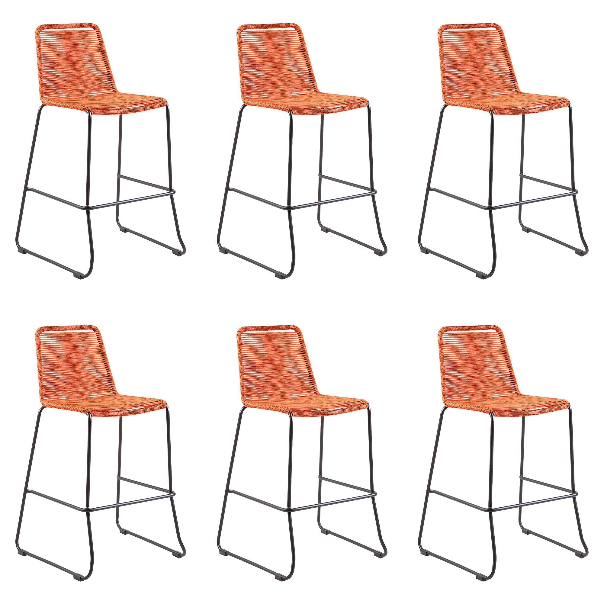 Shasta - 30" Outdoor Metal And Rope Stackable Barstool