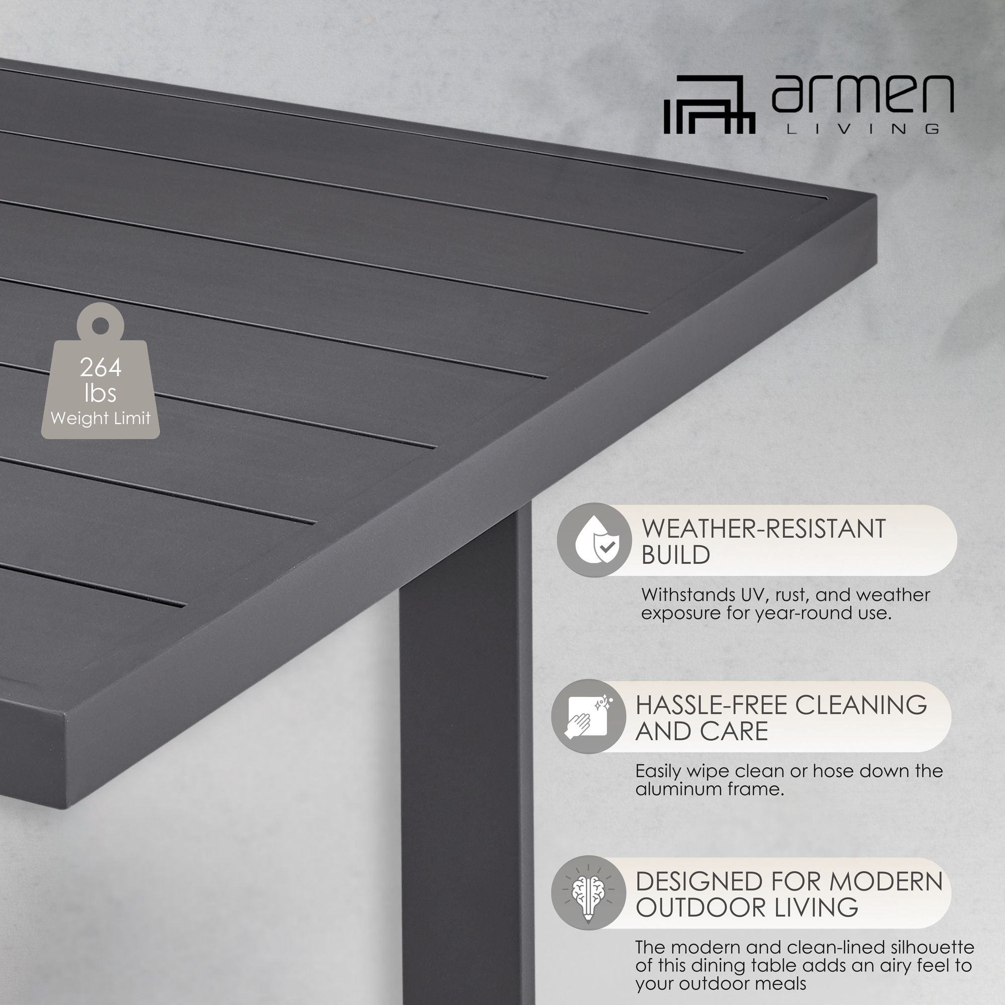 Menorca - Outdoor Patio Dining Table - Aluminum