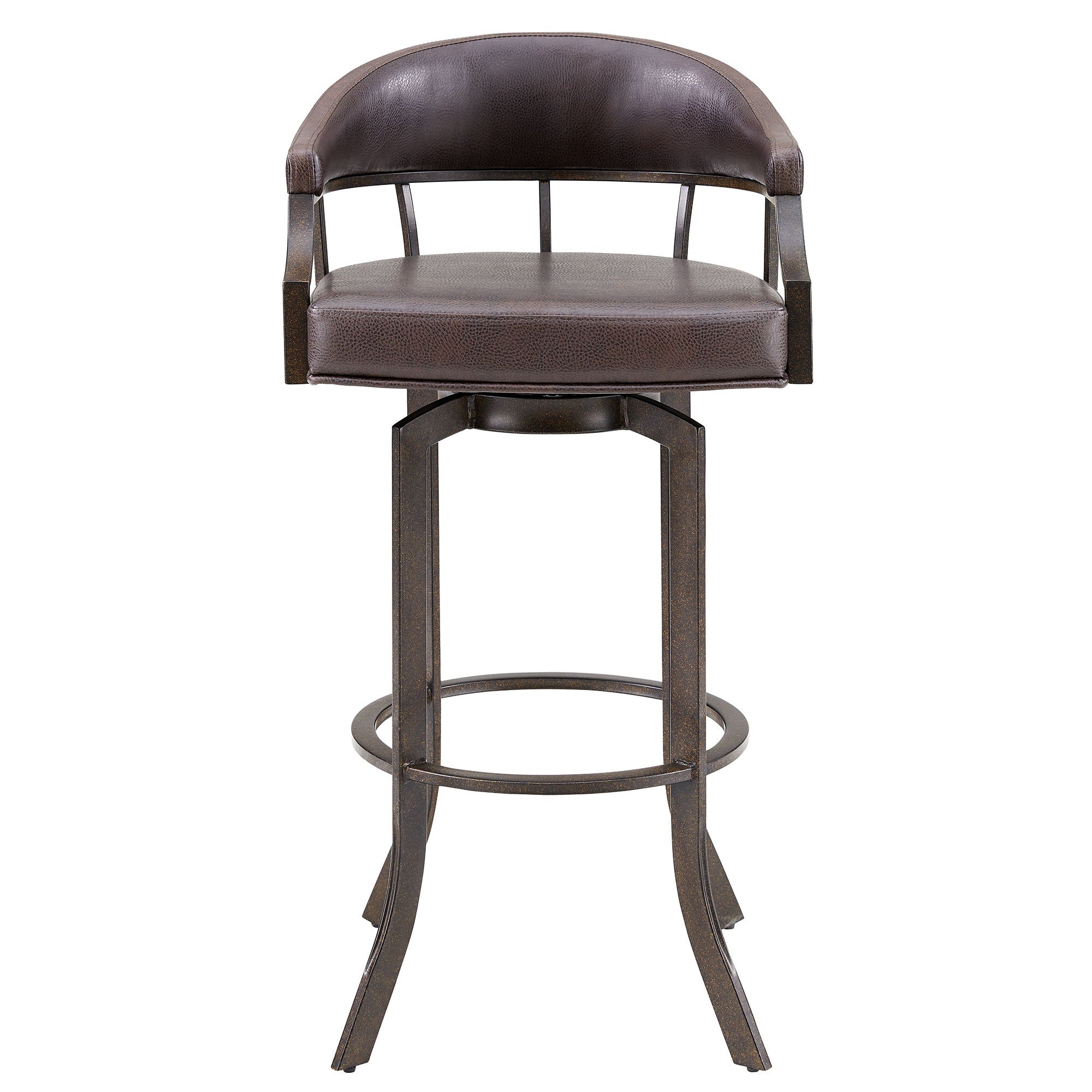 Pharaoh - Swivel Faux Leather Bar Stool - Brown Finish
