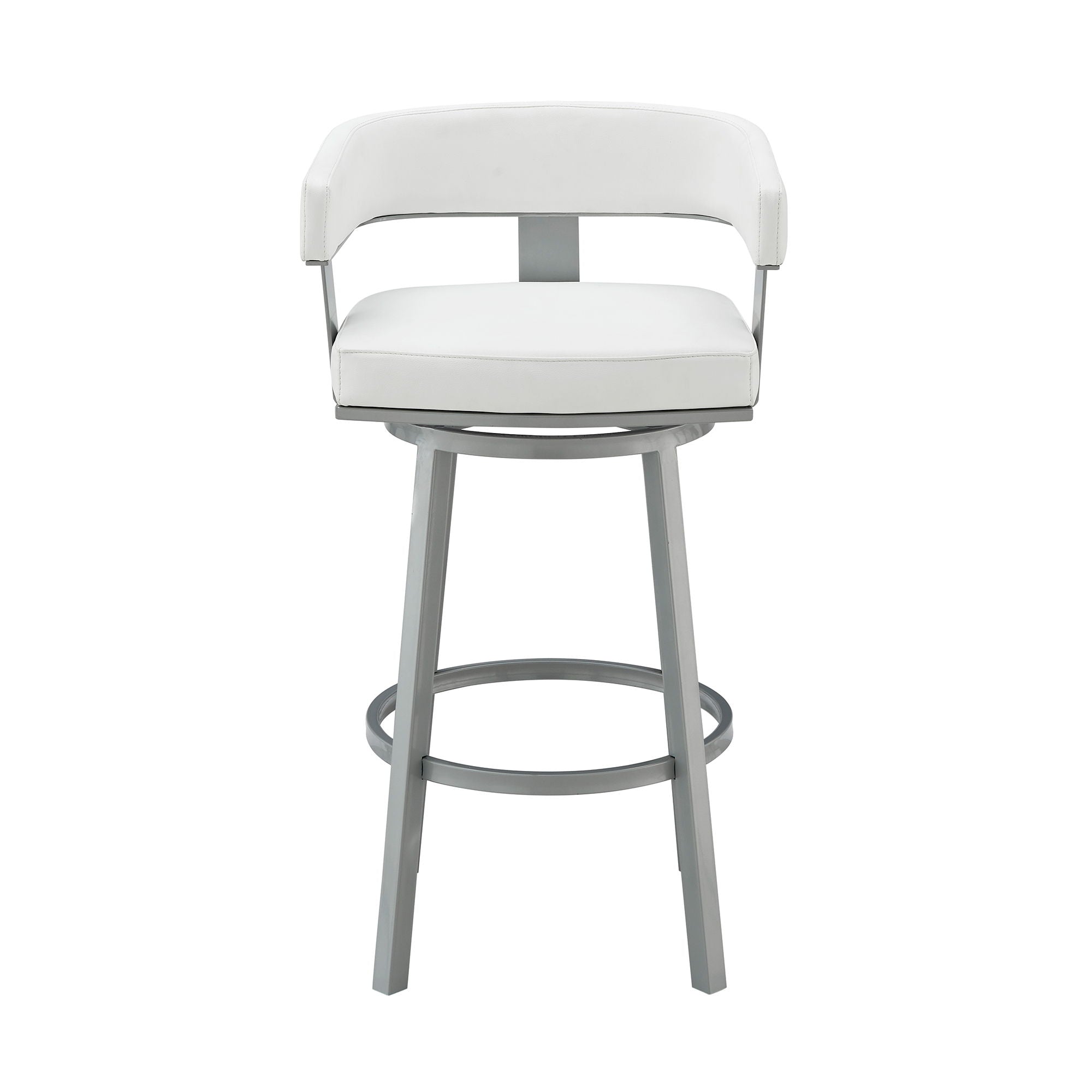 Lorin - 26" Counter Height Swivel Bar Stool - Silver / White