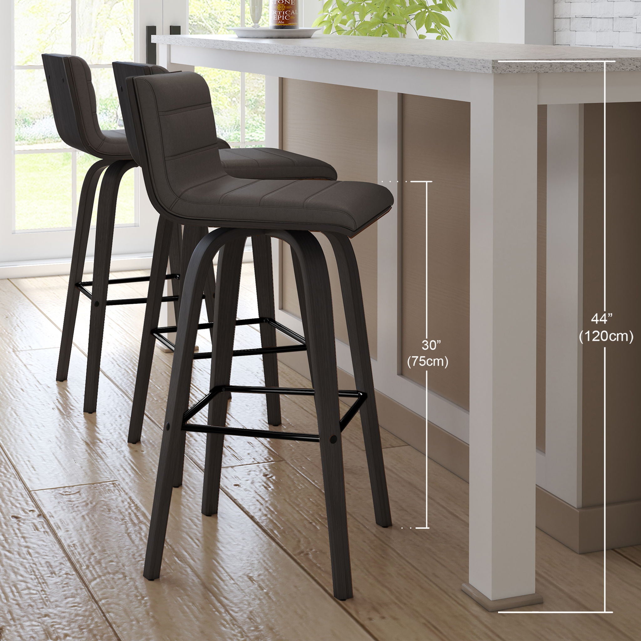 Vienna - 30" Swivel Bar Stool - Black Wood