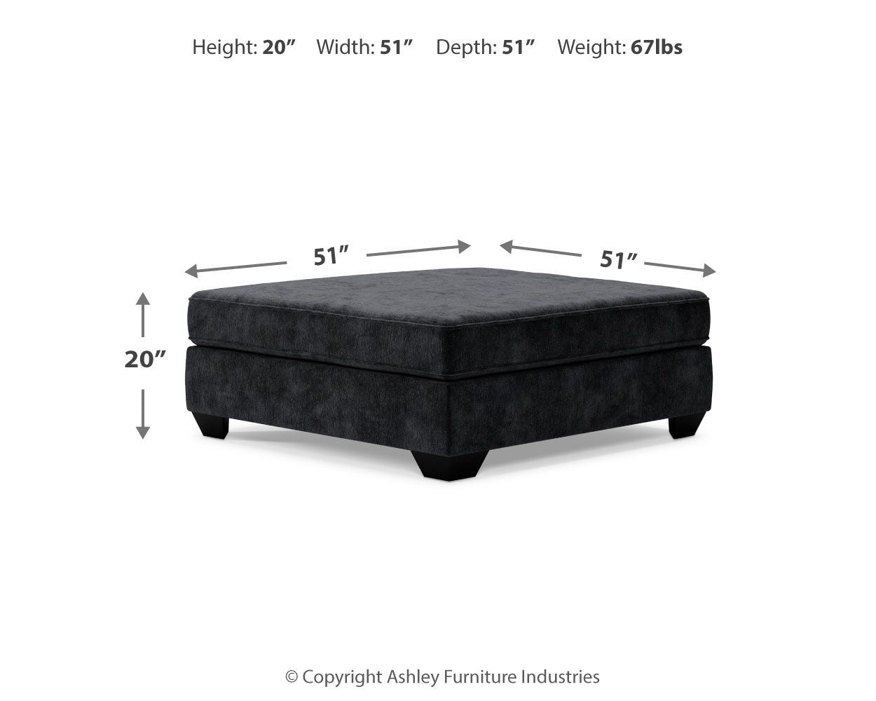 Lavernett - Oversized Accent Ottoman - Charcoal