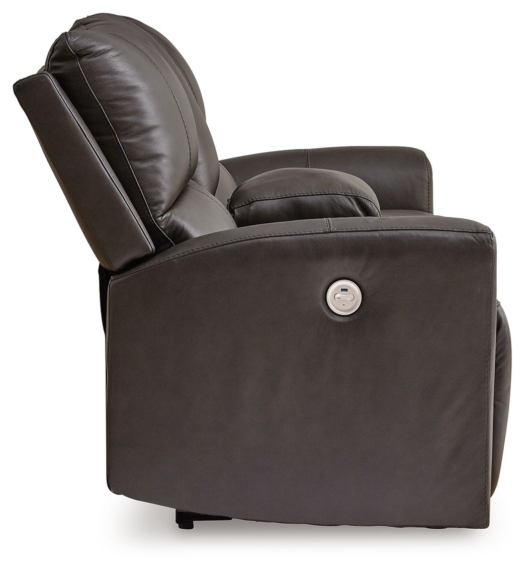 Boxmere - Dbl Power Reclining Loveseat with Console - Storm