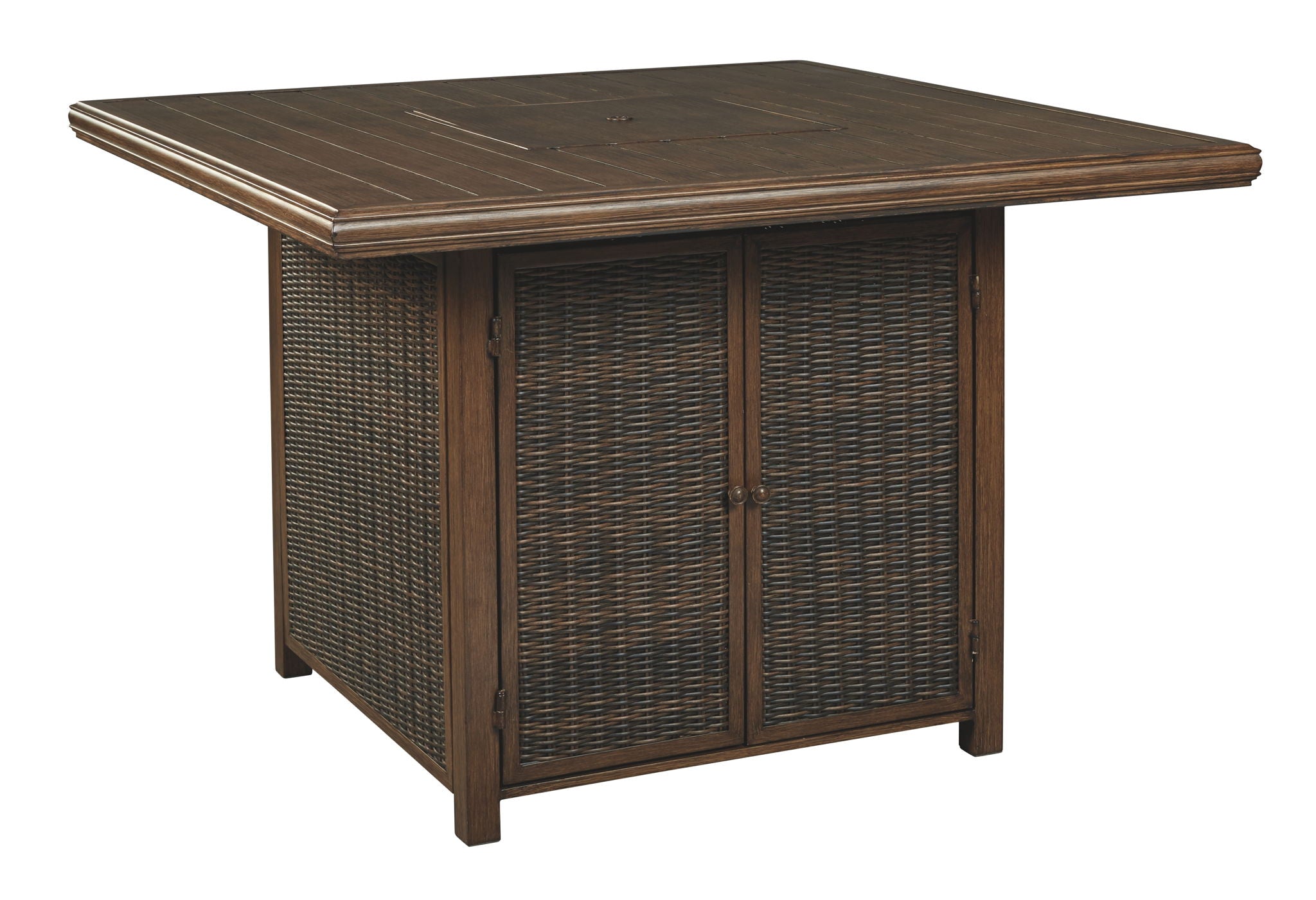 Paradise Trail - Square Bar Table w/Fire Pit - Medium Brown