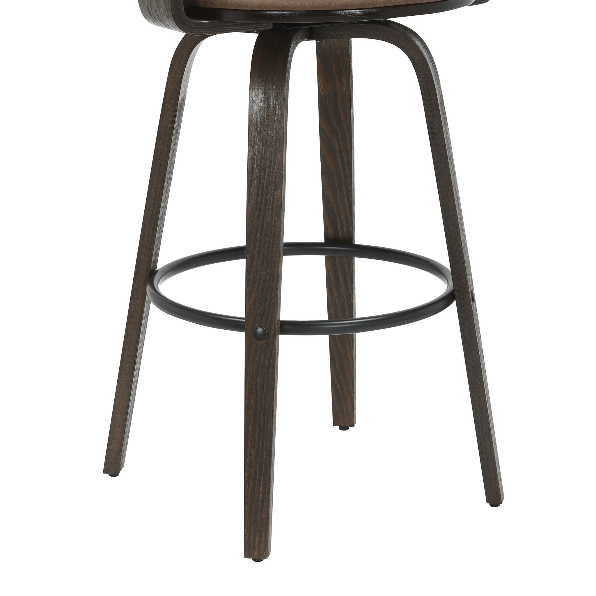 Daxton - Swivel Bar Height Round Back Wood Bar Stool With Faux Leather Seat
