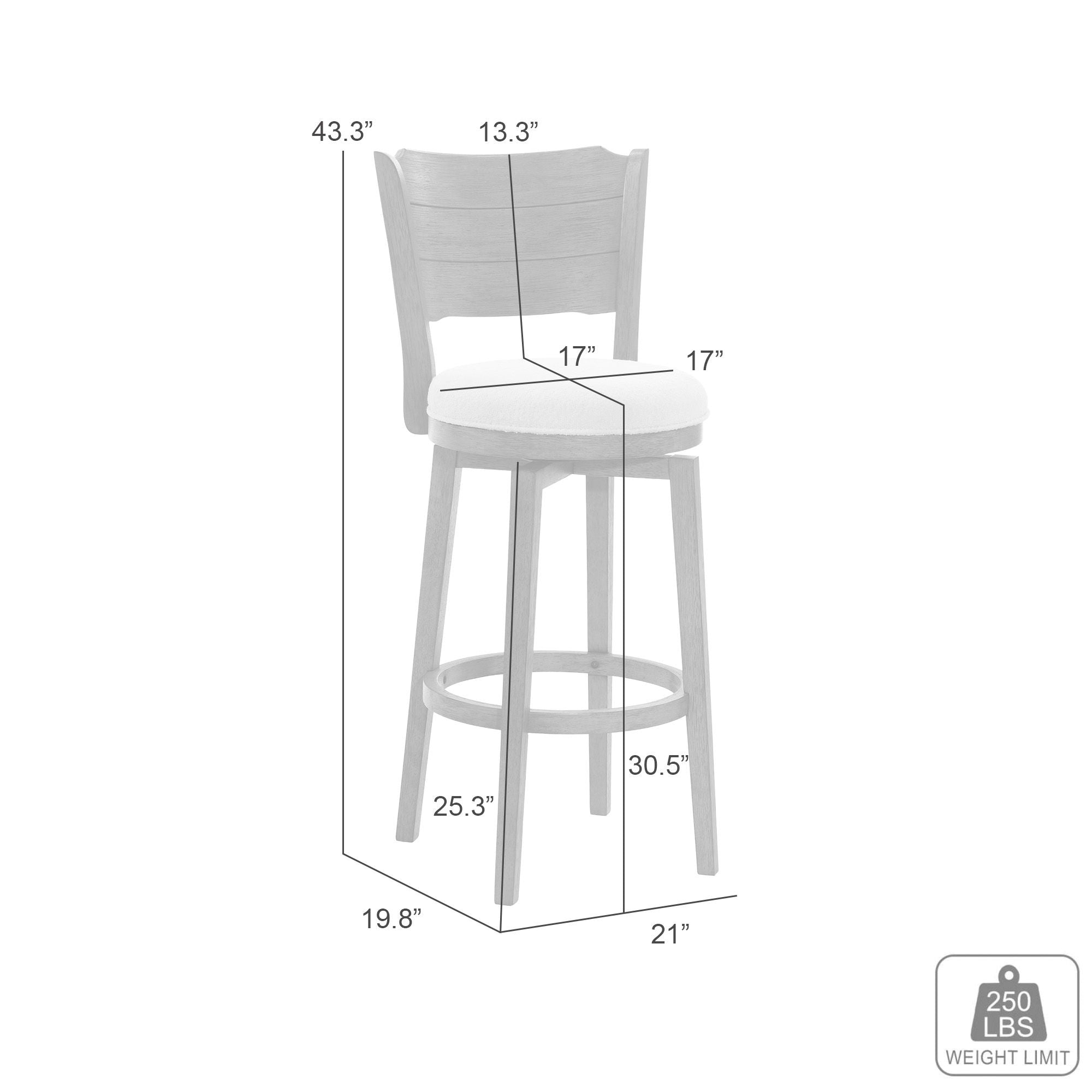 Winsley - Coastal Modern Swivel Wood Bar Height Kitchen Bar Stool