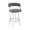Dione - Swivel Faux Leather And Brushed Stainless Steel Bar Stool