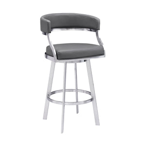 Dione - Swivel Faux Leather And Brushed Stainless Steel Bar Stool
