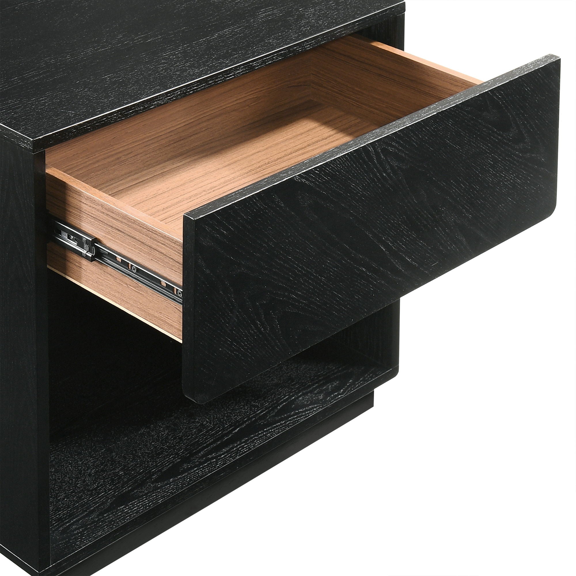 Petra - 1 Drawer Wood Nightstand - Black