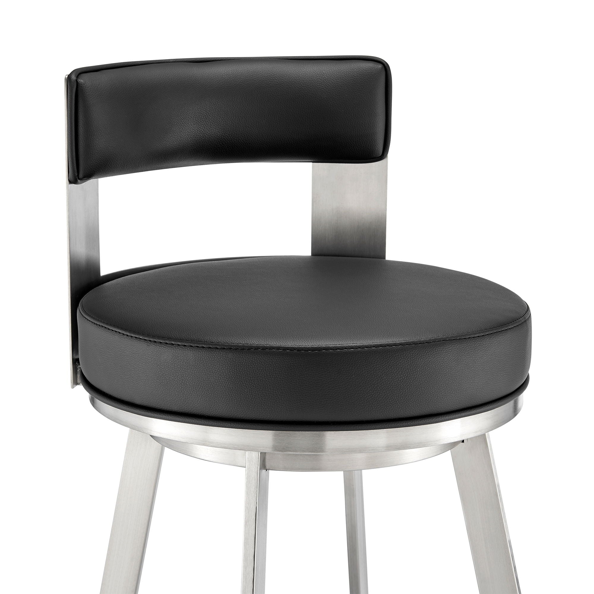 Lynof - Swivel Bar Stool - Brushed Stainless Steel Finish