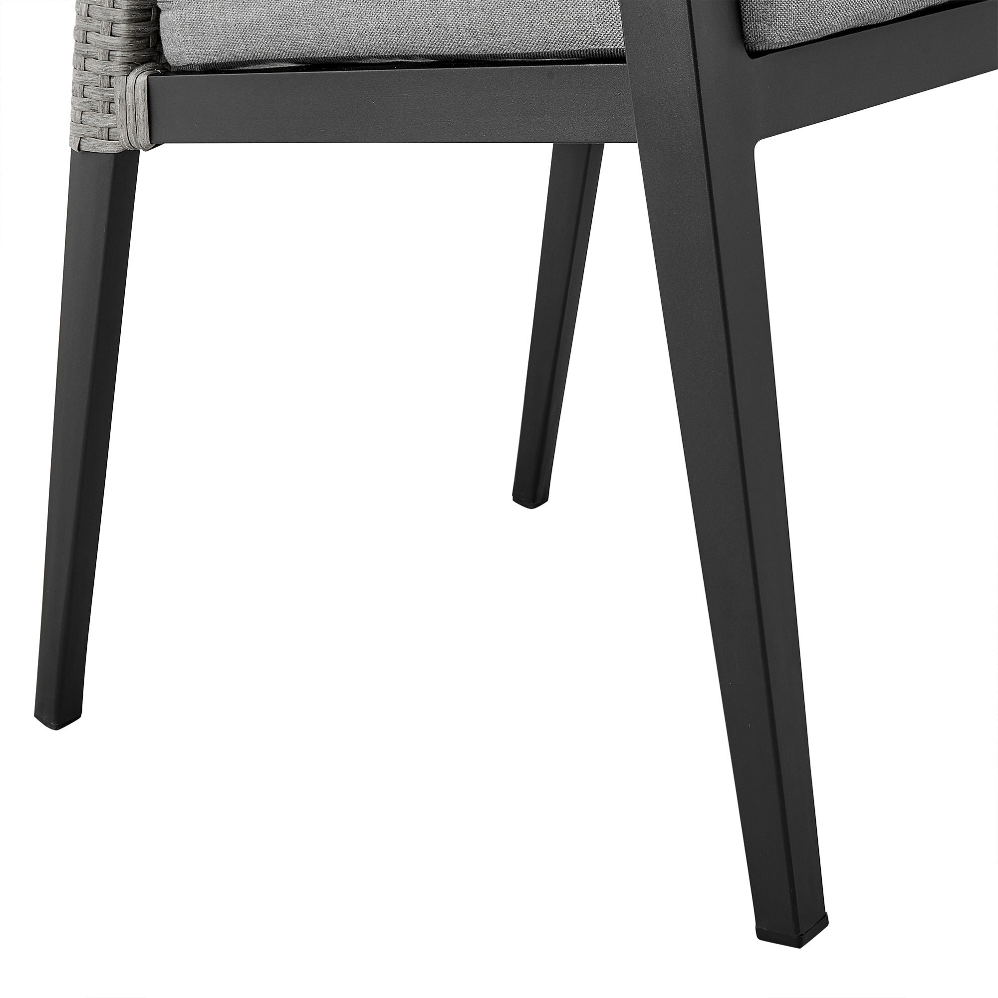 Palma - Outdoor Patio Dining Chairs In Aluminum And Wicker With Gray Cushions - (Set Of 2)