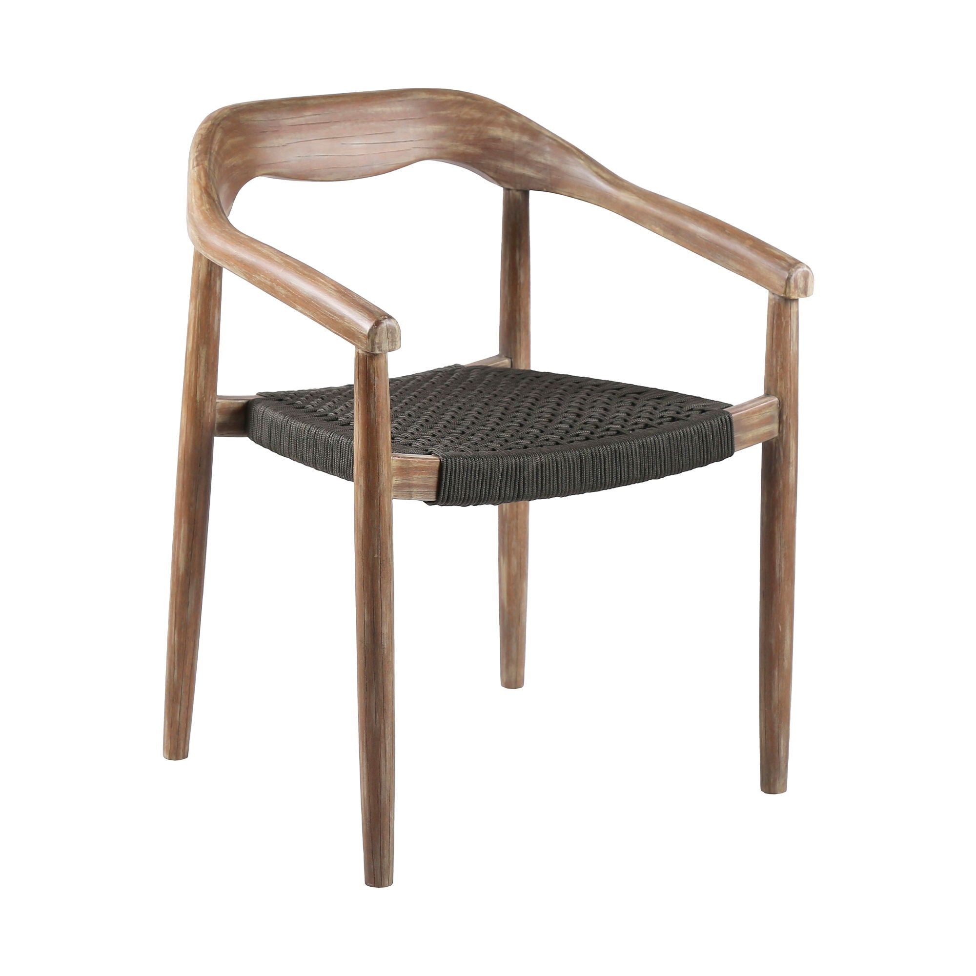 Oasis Santo - 5 Piece Outdoor Patio Round Dining Set - Eucalyptus / Charcoal