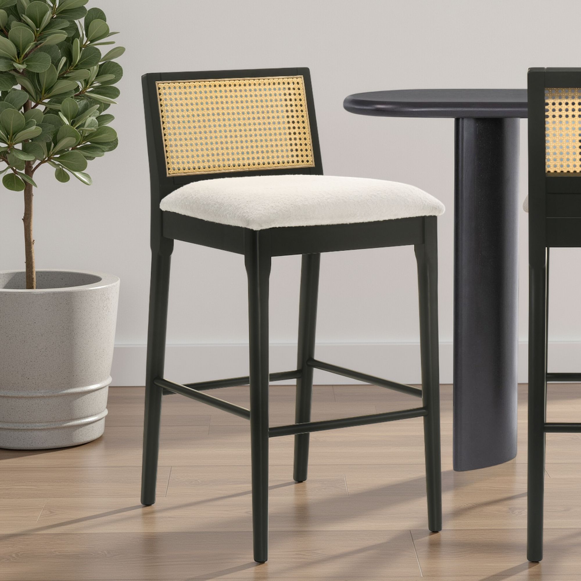 Tobias - Coastal Modern Wood Bar Height Kitchen Bar Stool