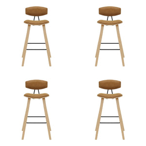 Fox - Bar Height Curved Back Wood Bar Stool With Faux Leather Seat