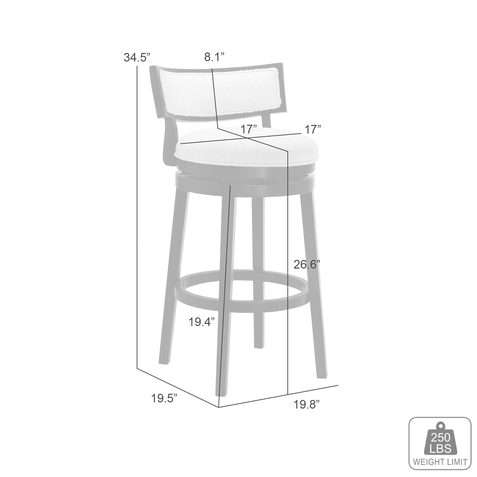 Noely - Modern Farmhouse Swivel Wood Counter Height Kitchen Bar Stool