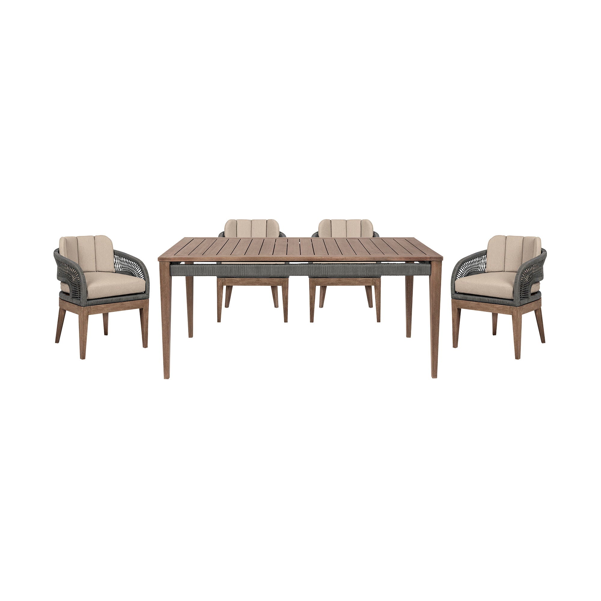Orbit - 5 Piece Outdoor Patio Dining Set - Weathered Eucalyptus / Taupe