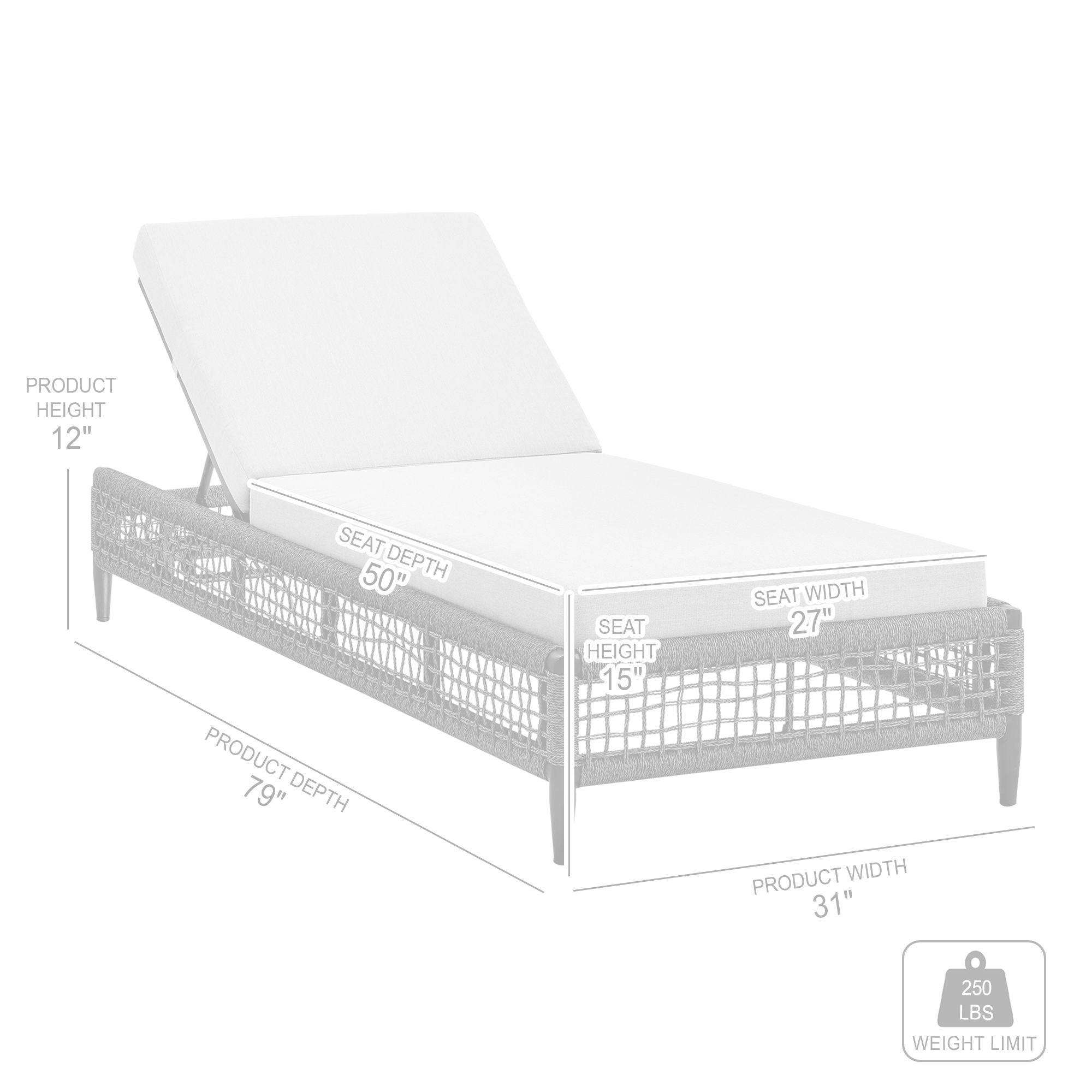 Alegria - Outdoor Patio Adjustable Chaise Lounge Chair In Aluminum With Gray Rope And Cushions