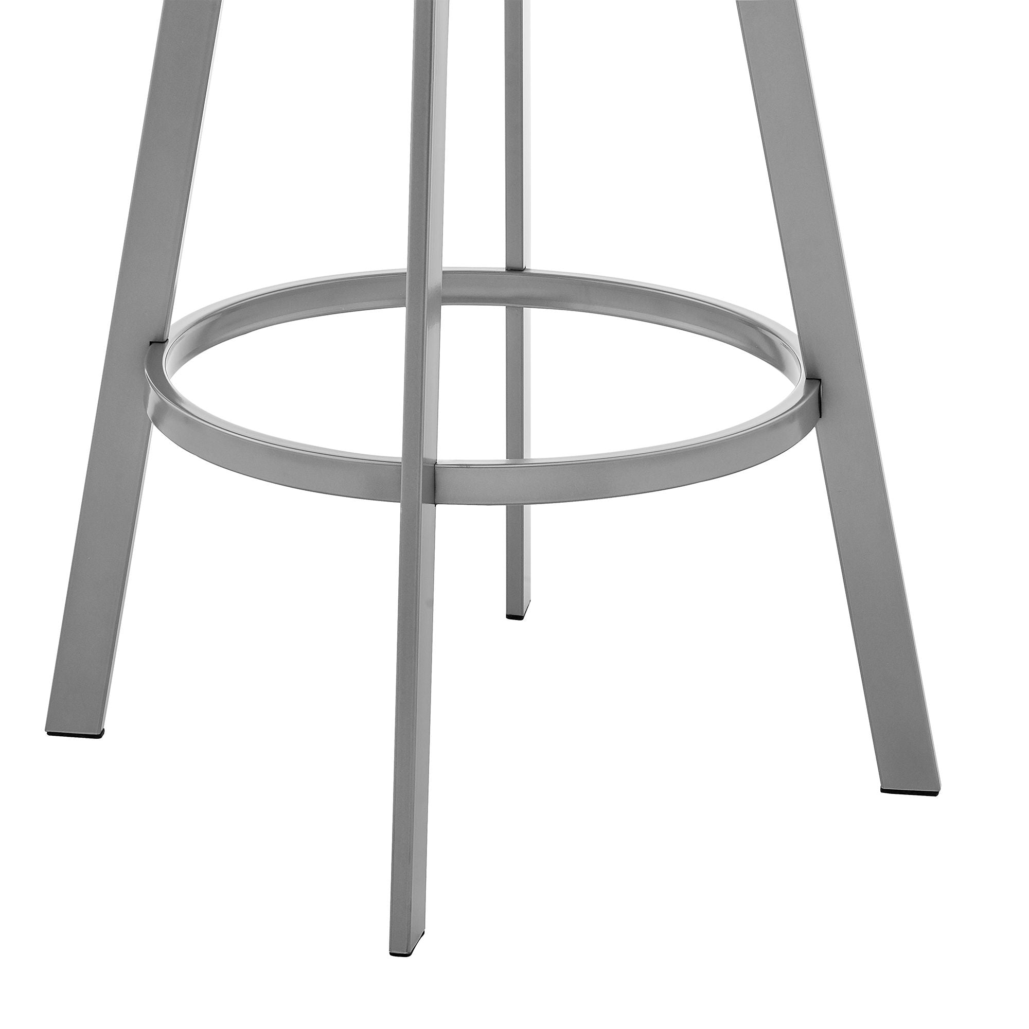 Bronson - 25" Counter Height Swivel Bar Stool - Silver Finish And White Faux Leather