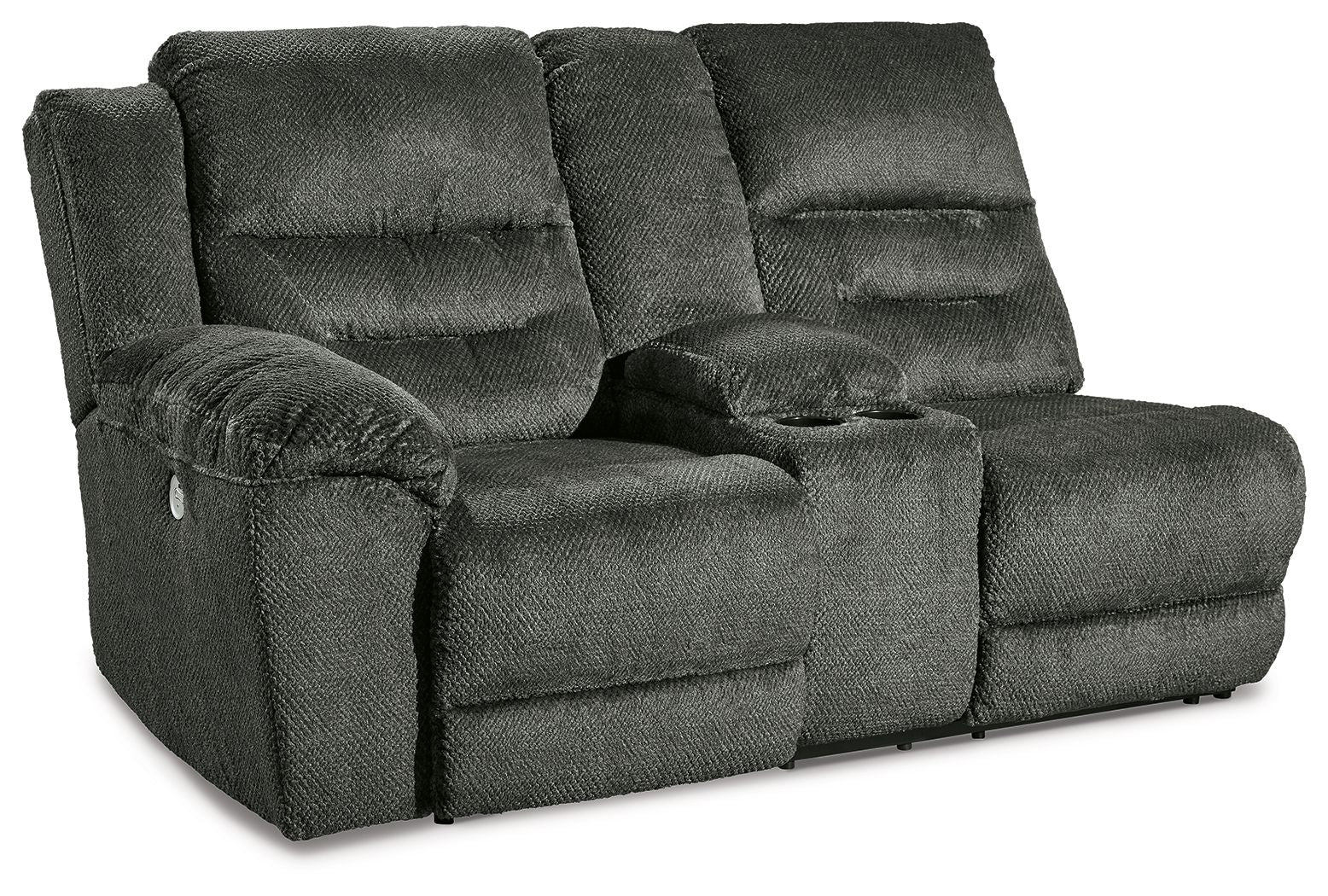 Nettington - Laf Power Rec Loveseat W/Console - Smoke