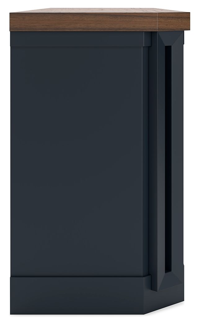 Landocken - XL TV Stand W/Fireplace Option - Brown / Blue