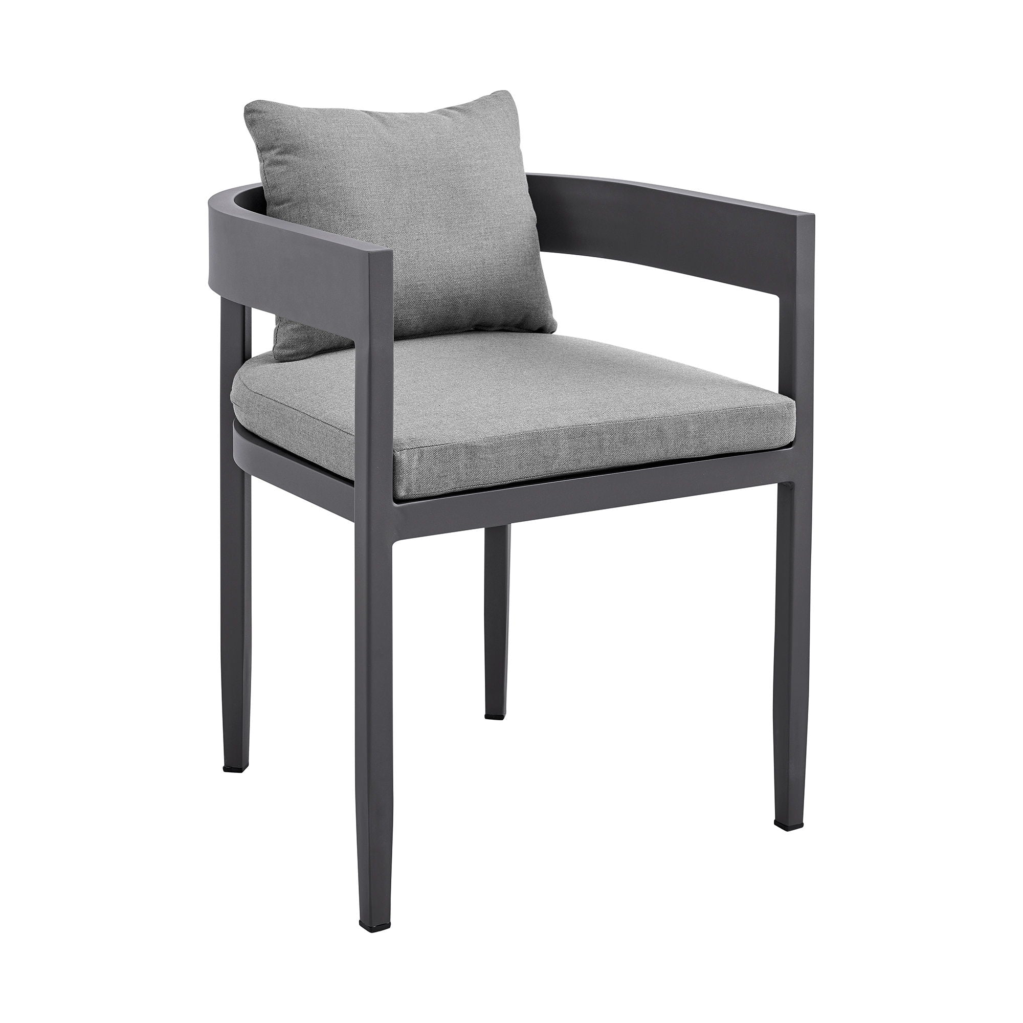Menorca - Outdoor Patio Dining Chairs In Aluminum With Gray Cushions - (Set Of 2)