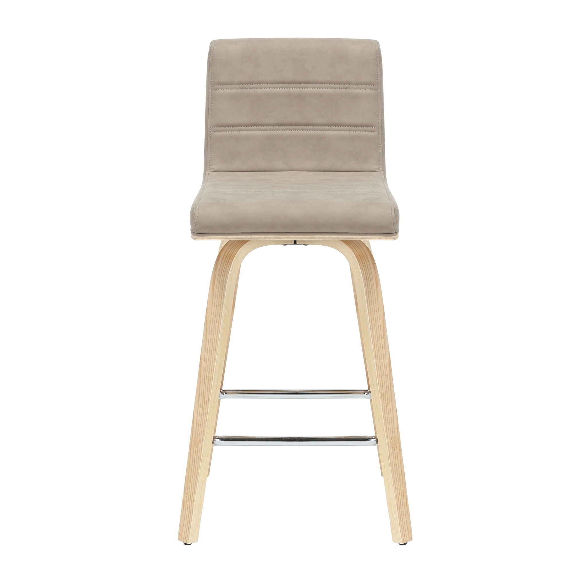 Vienna - 35.5" Swivel Counter Height Square Back Wood Bar Stool With Faux Leather Seat